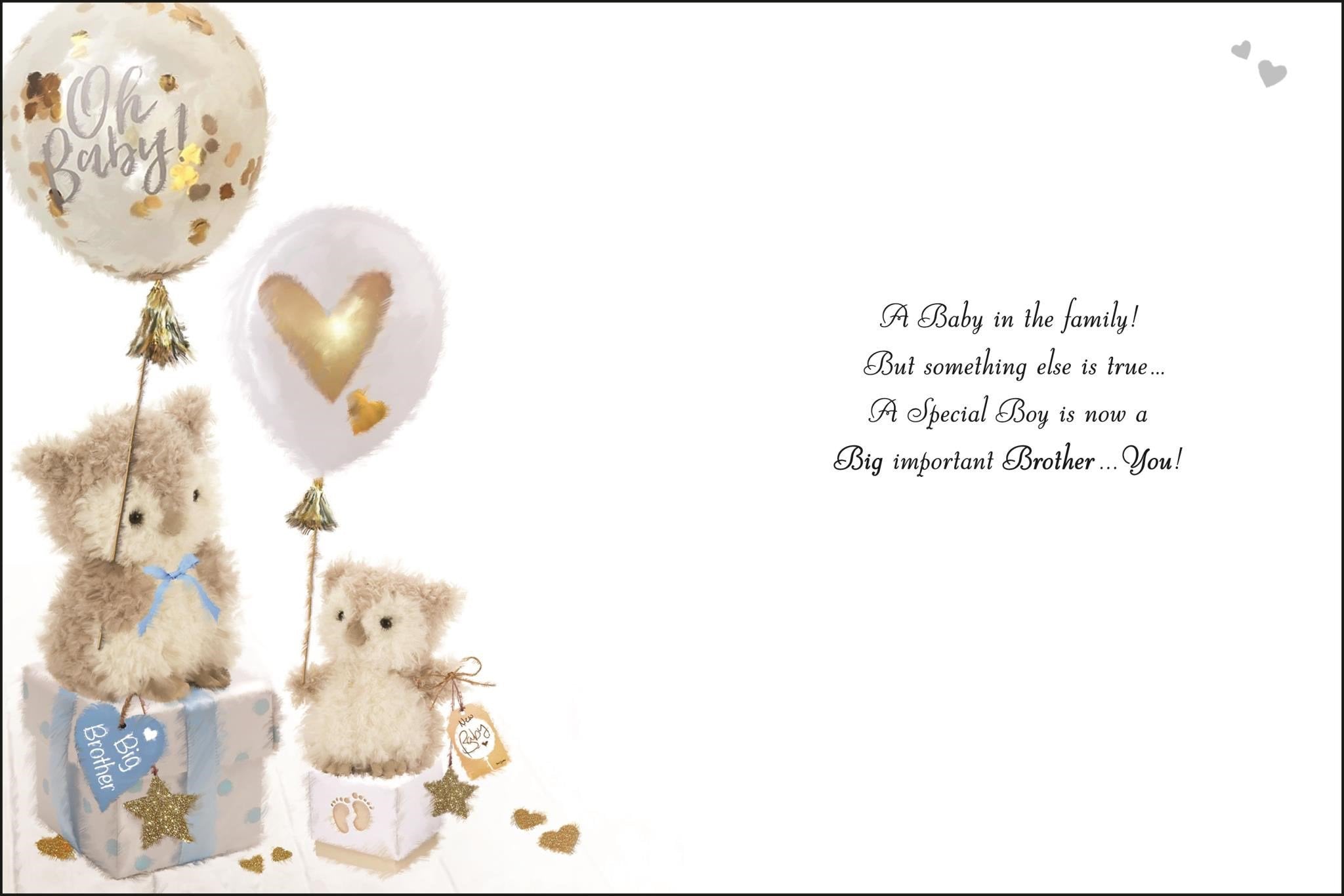 Inside of Hooray Special Big Brother Greetings Card