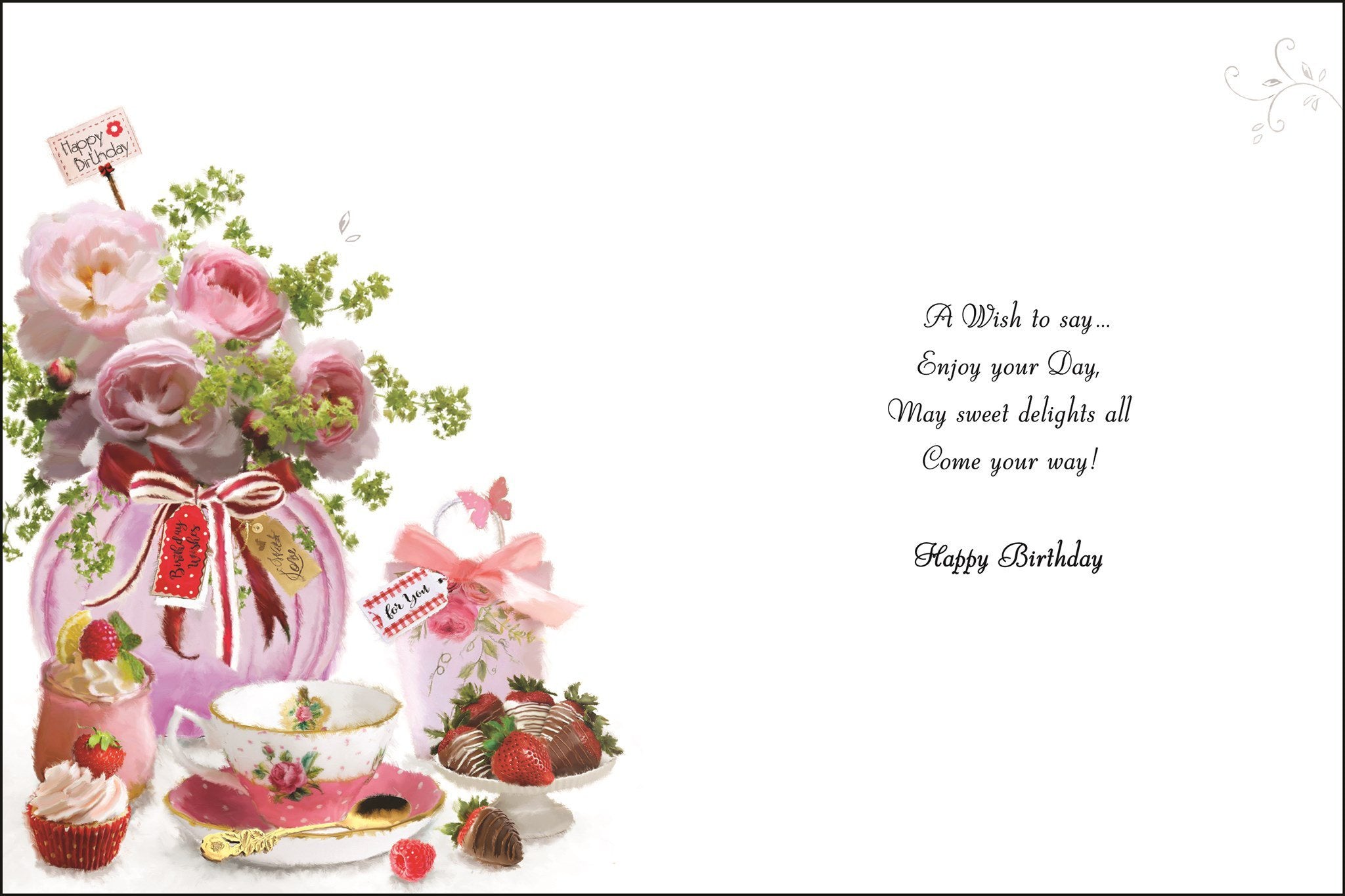 Inside of Birthday Wishes Choc Strawberries Greetings Card