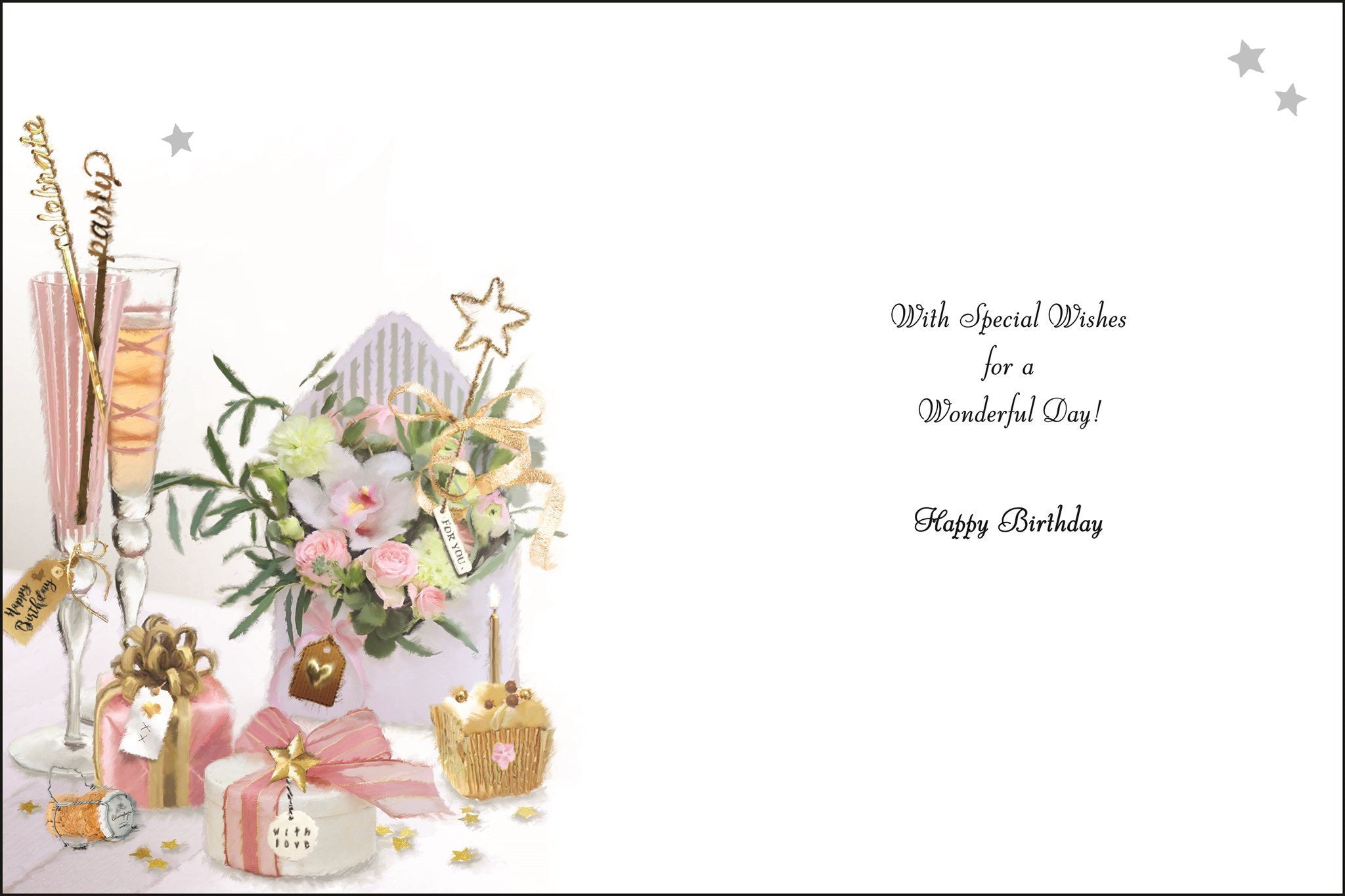 Inside of Birthday Floral Envelope Greetings Card