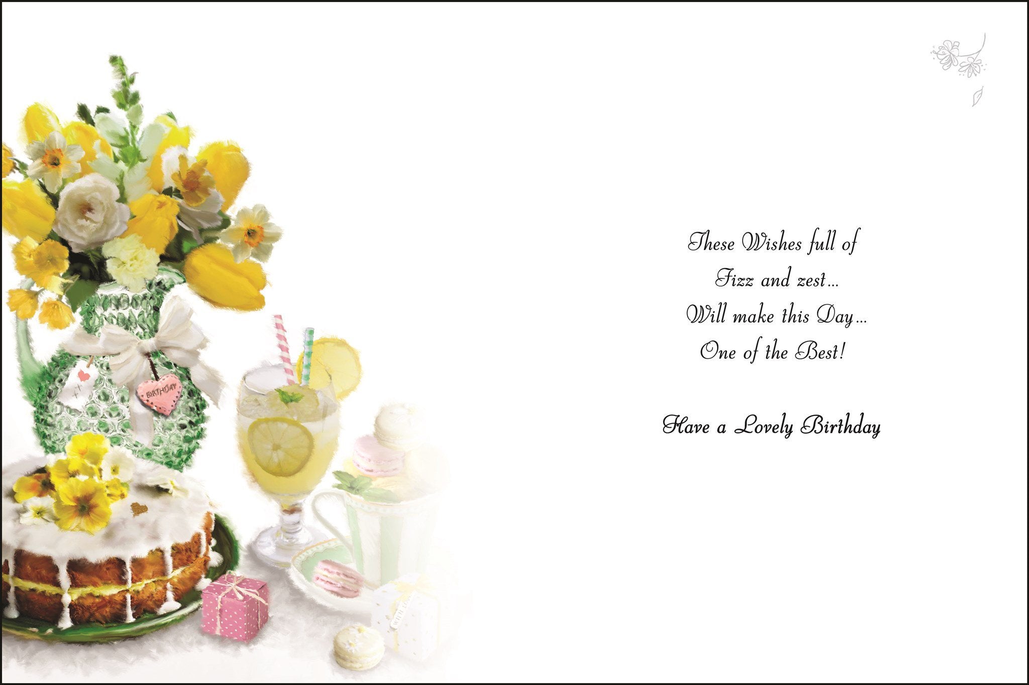 Inside of Female Birthday Lemon Cake Greetings Card