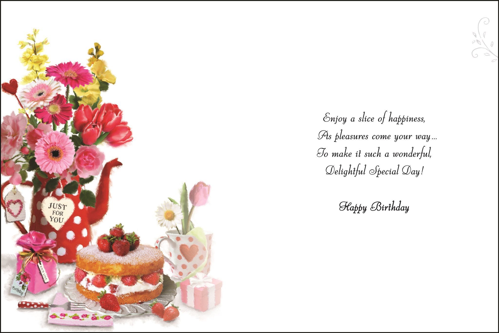 Inside of Female Birthday Spotty Teapot Greetings Card