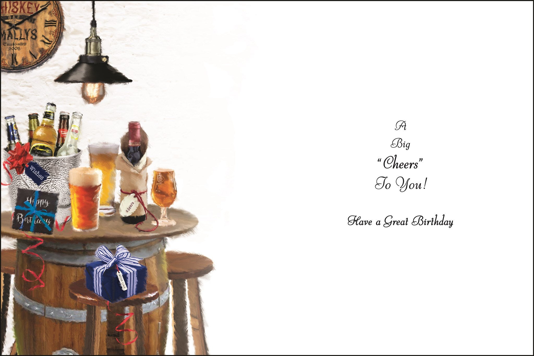 Inside of Male Birthday Beer Barrel Greetings Card
