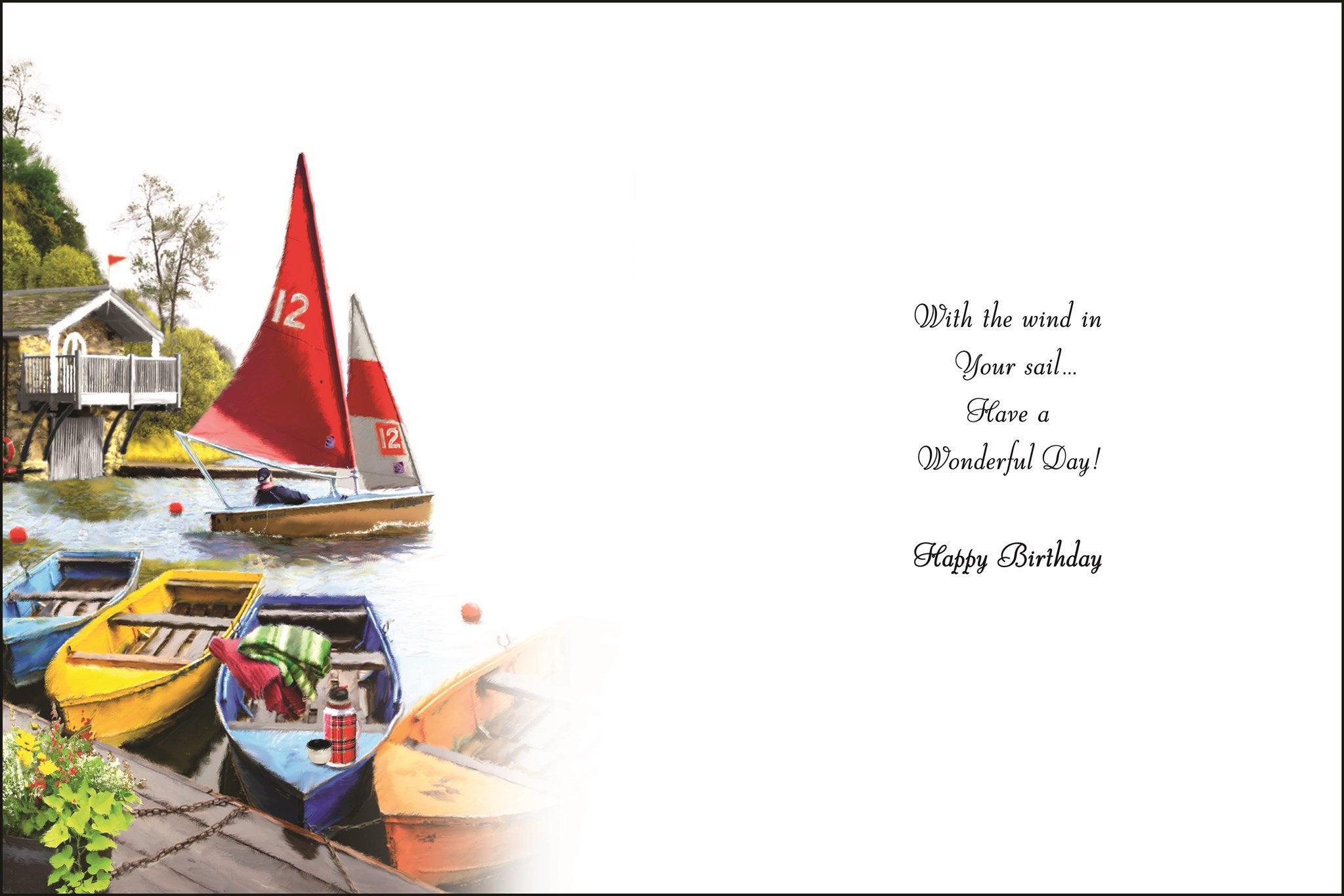 Inside of Birthday Wishes Boats Card