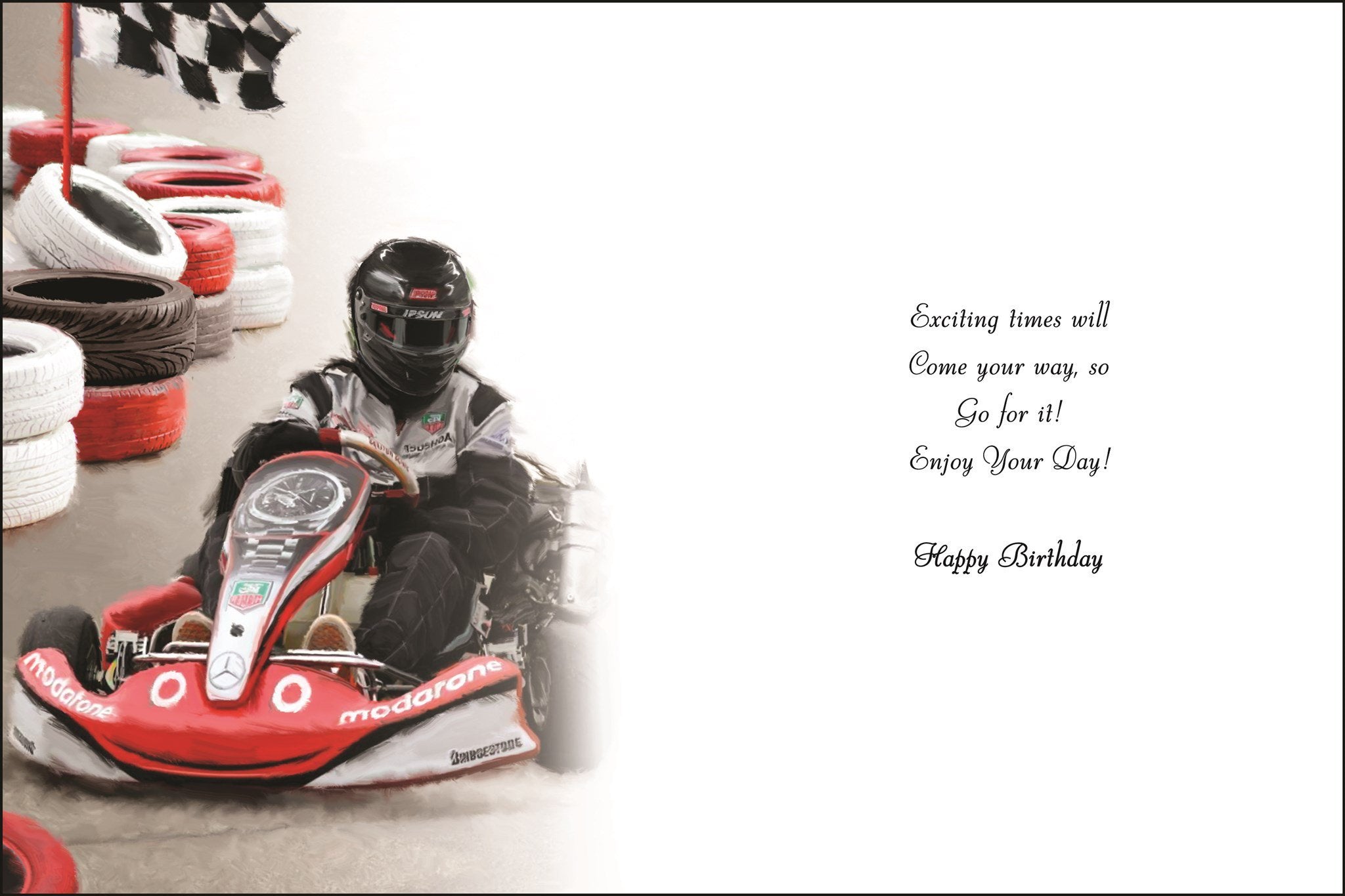 Inside of Male Birthday Karting Greetings Card