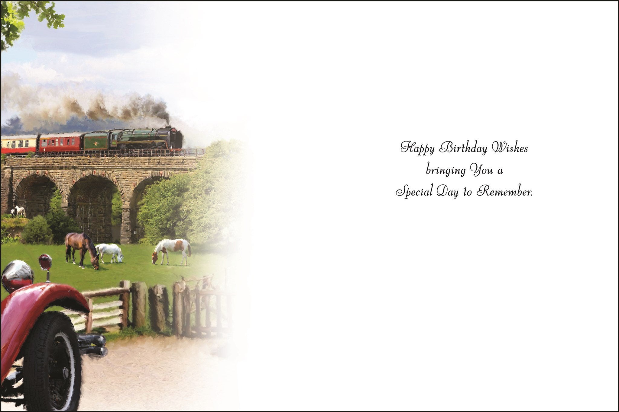 Inside of Male Birthday Train Greetings Card