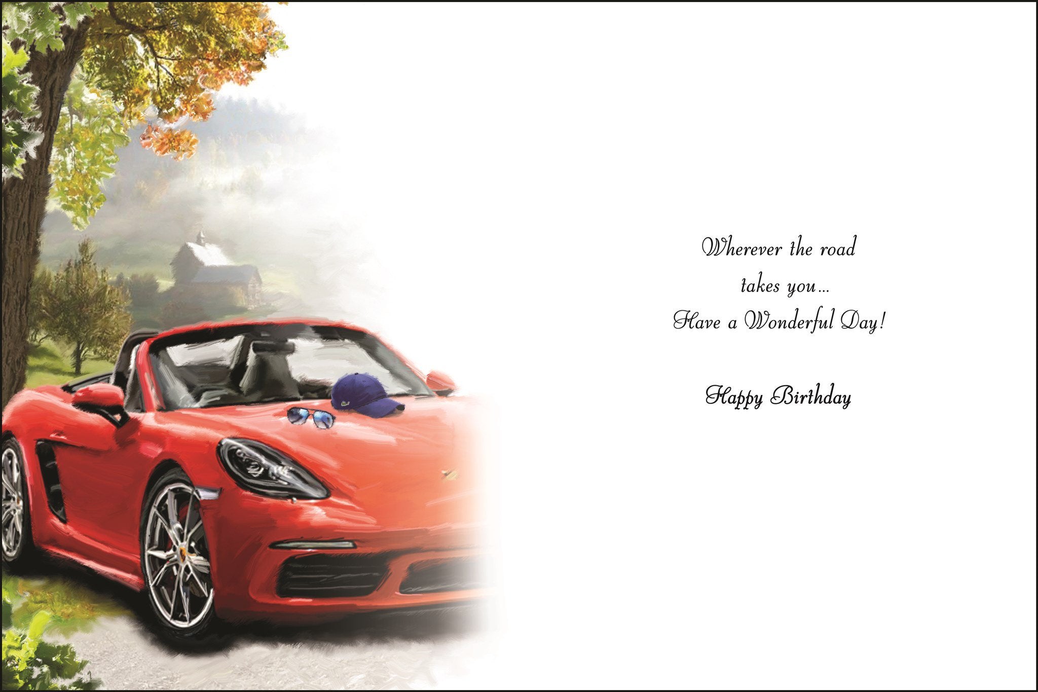 Inside of Male Birthday Red Car Greetings Card