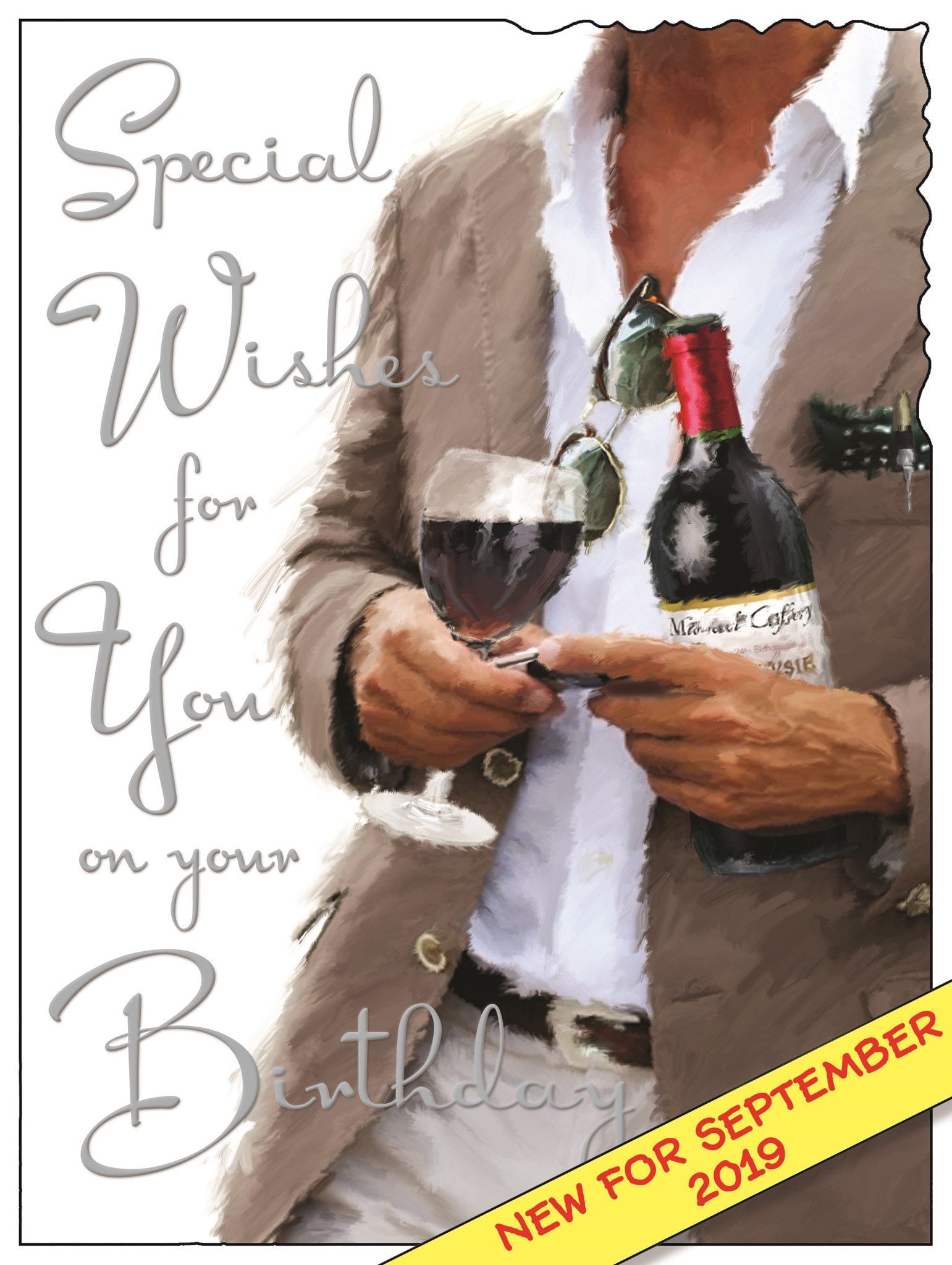 Front of Male Birthday Taupe Jacket Greetings Card