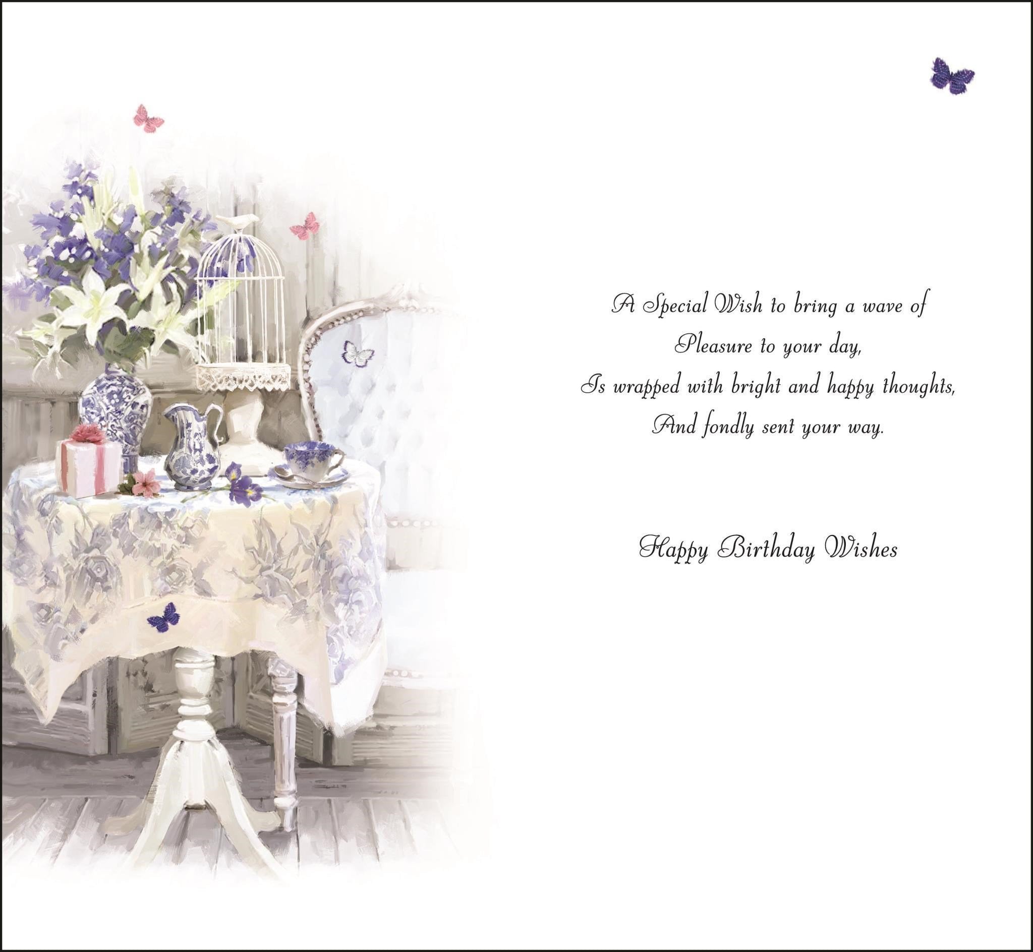 Inside of Female Birthday Birdcage Greetings Card