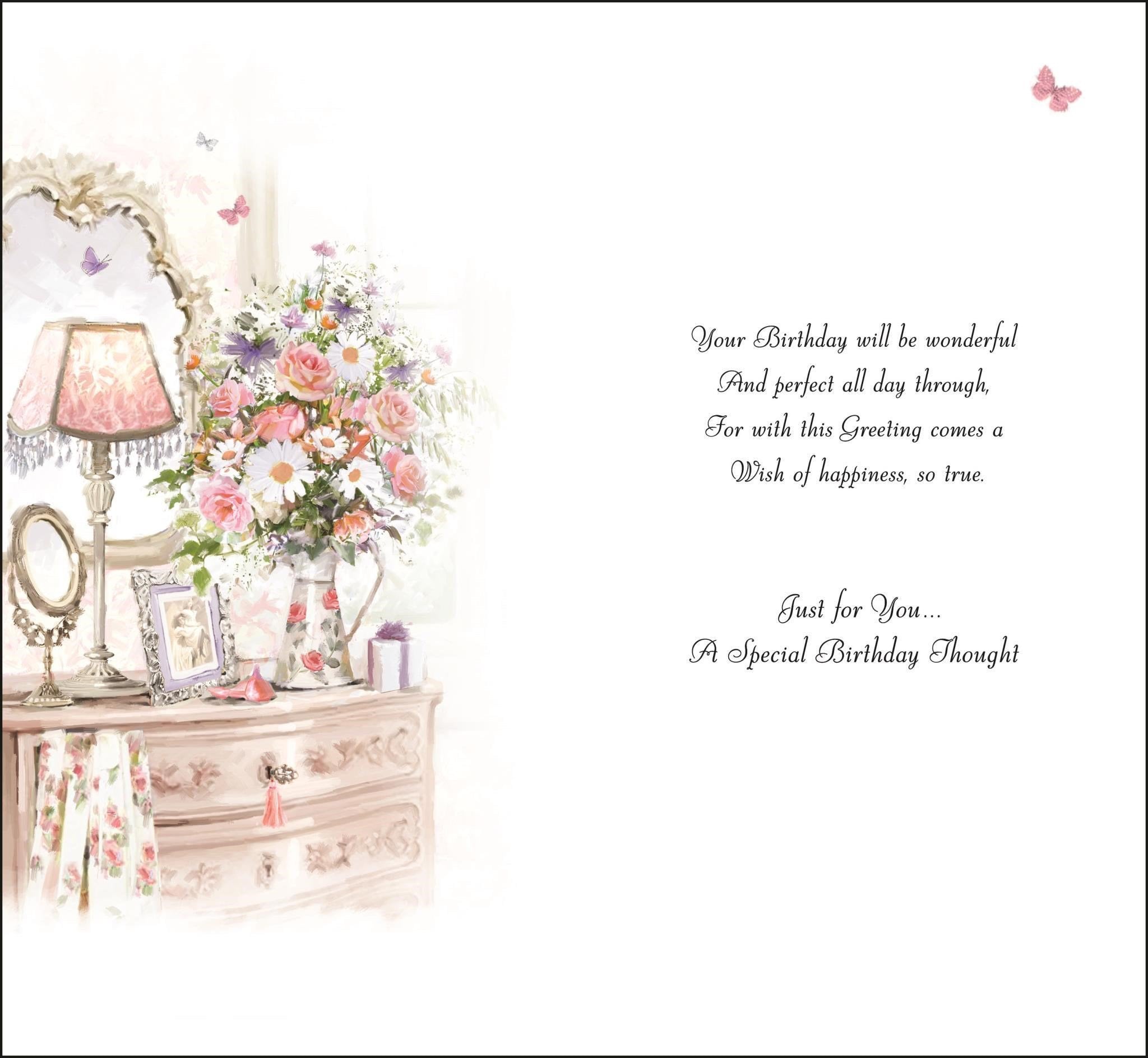 Inside of Female Birthday Rose Jug Greetings Card