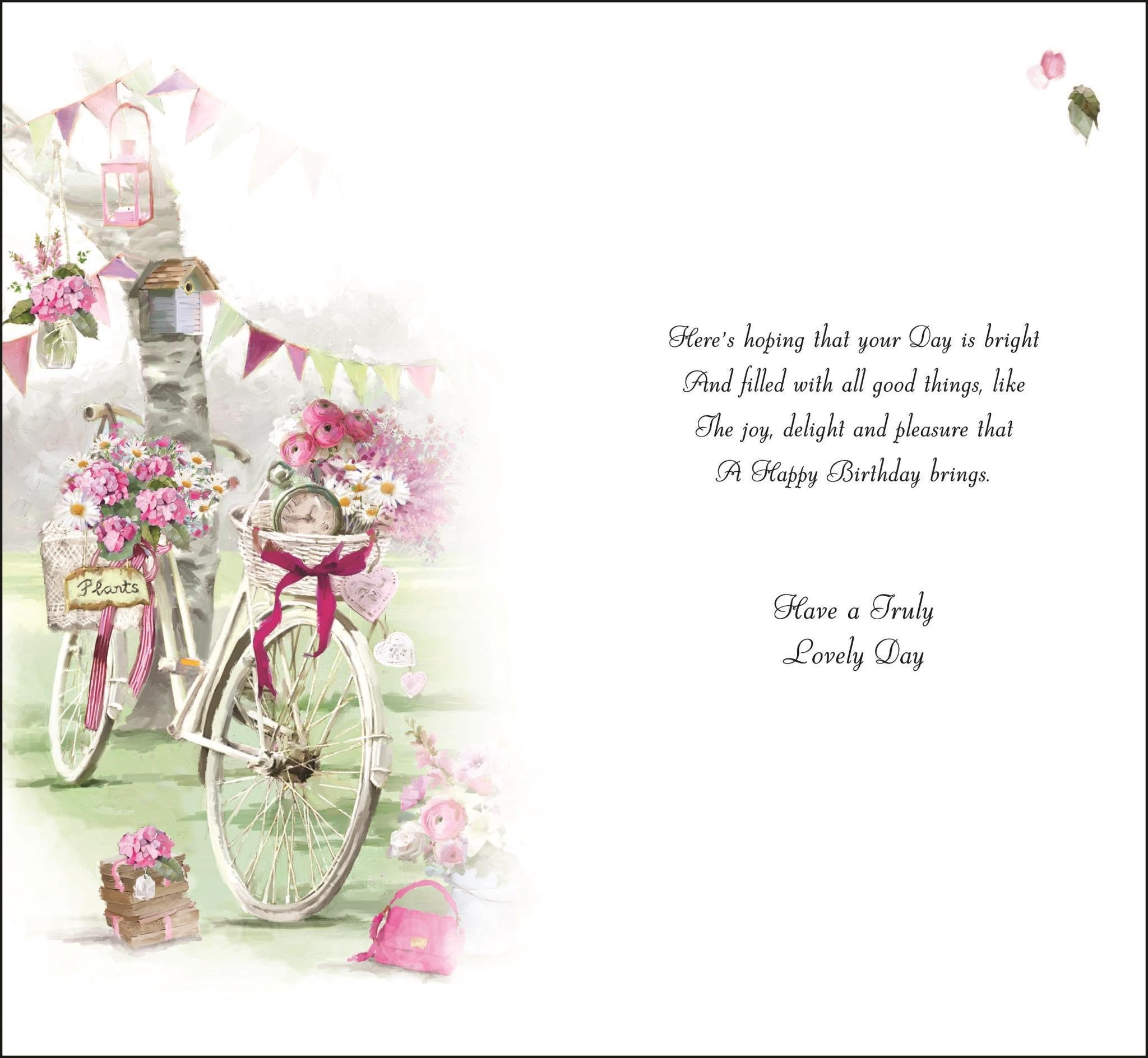 Inside of Female Birthday Bike Greetings Card