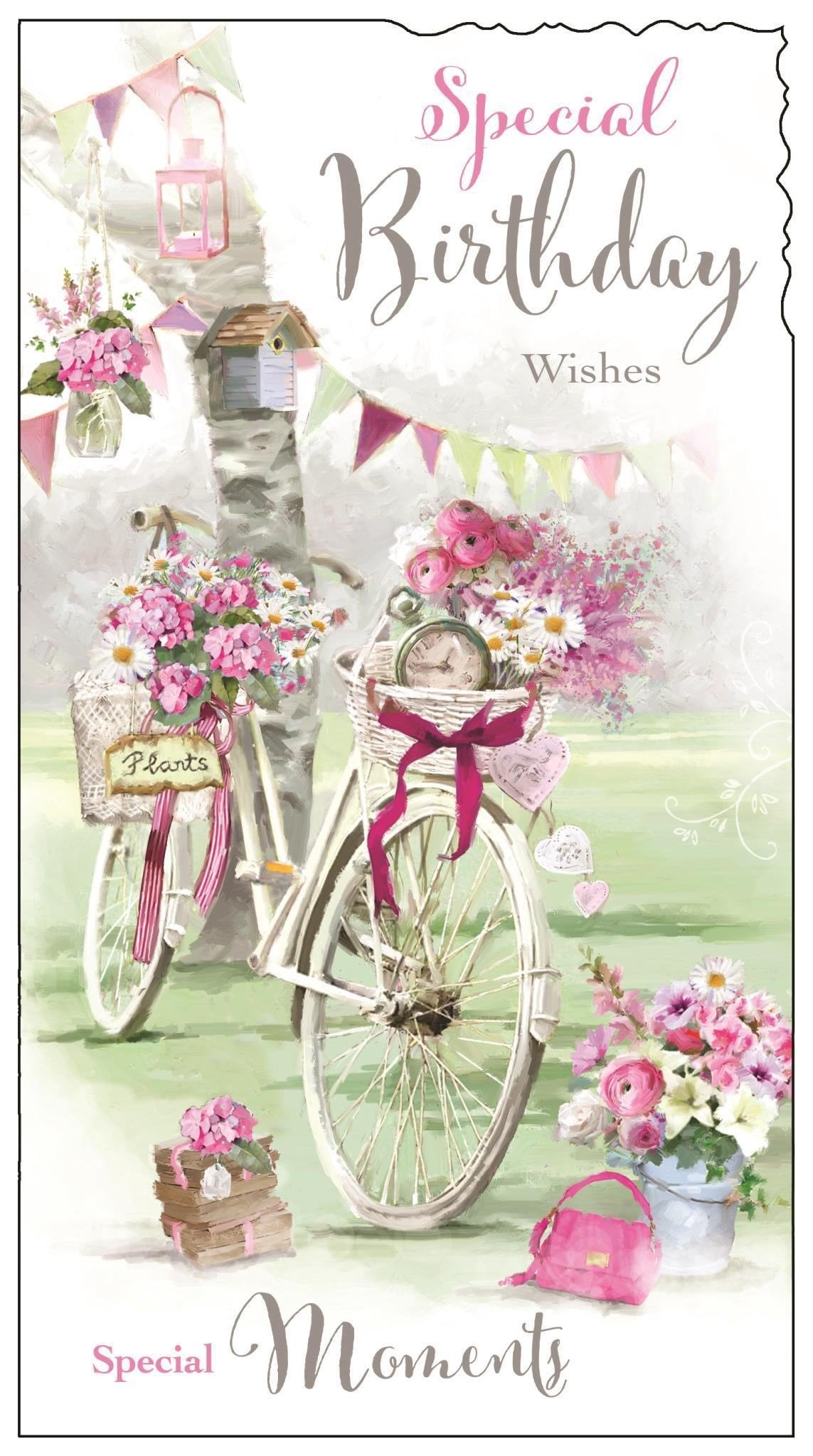 Front of Female Birthday Bike Greetings Card