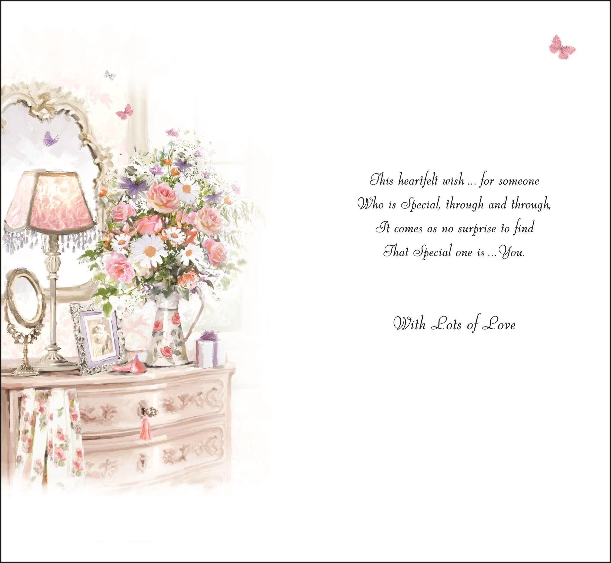 Inside of Auntie Dresser Birthday Greetings Card