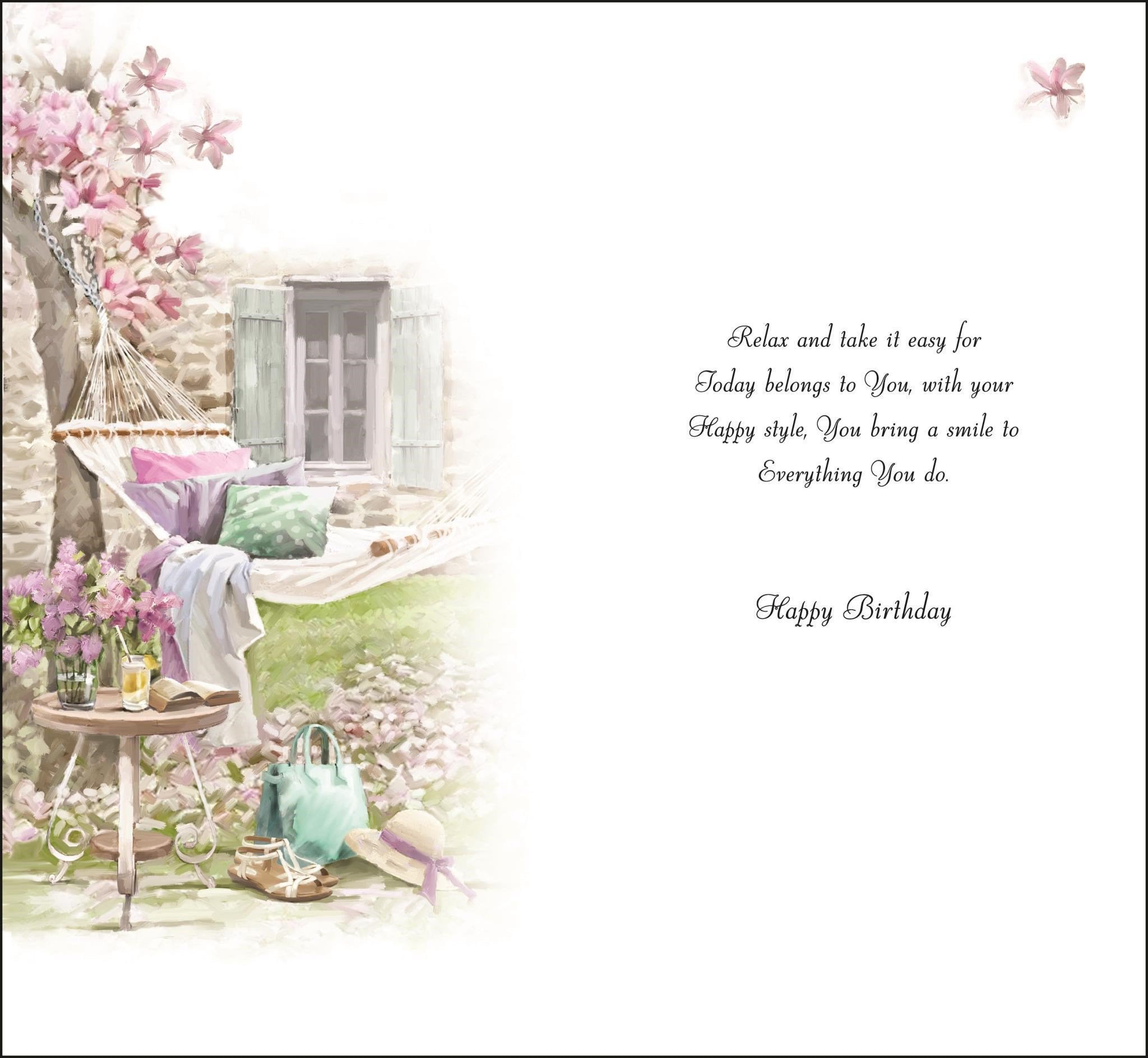 Inside of Niece Hammock Birthday Greetings Card