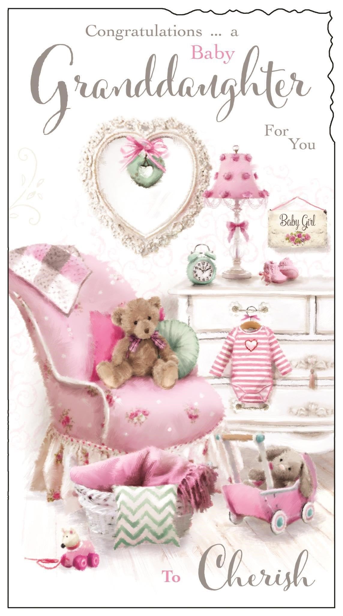 Front of Congrats New Granddaughter Cherish Greetings Card