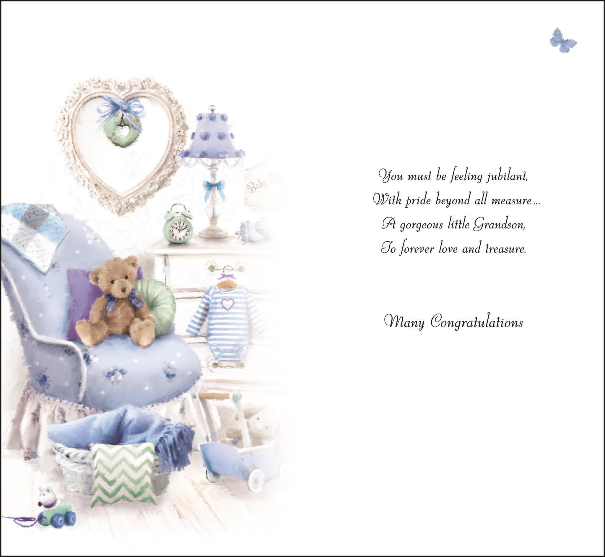 Inside of Congrats New Grandson Cherish Greetings Card