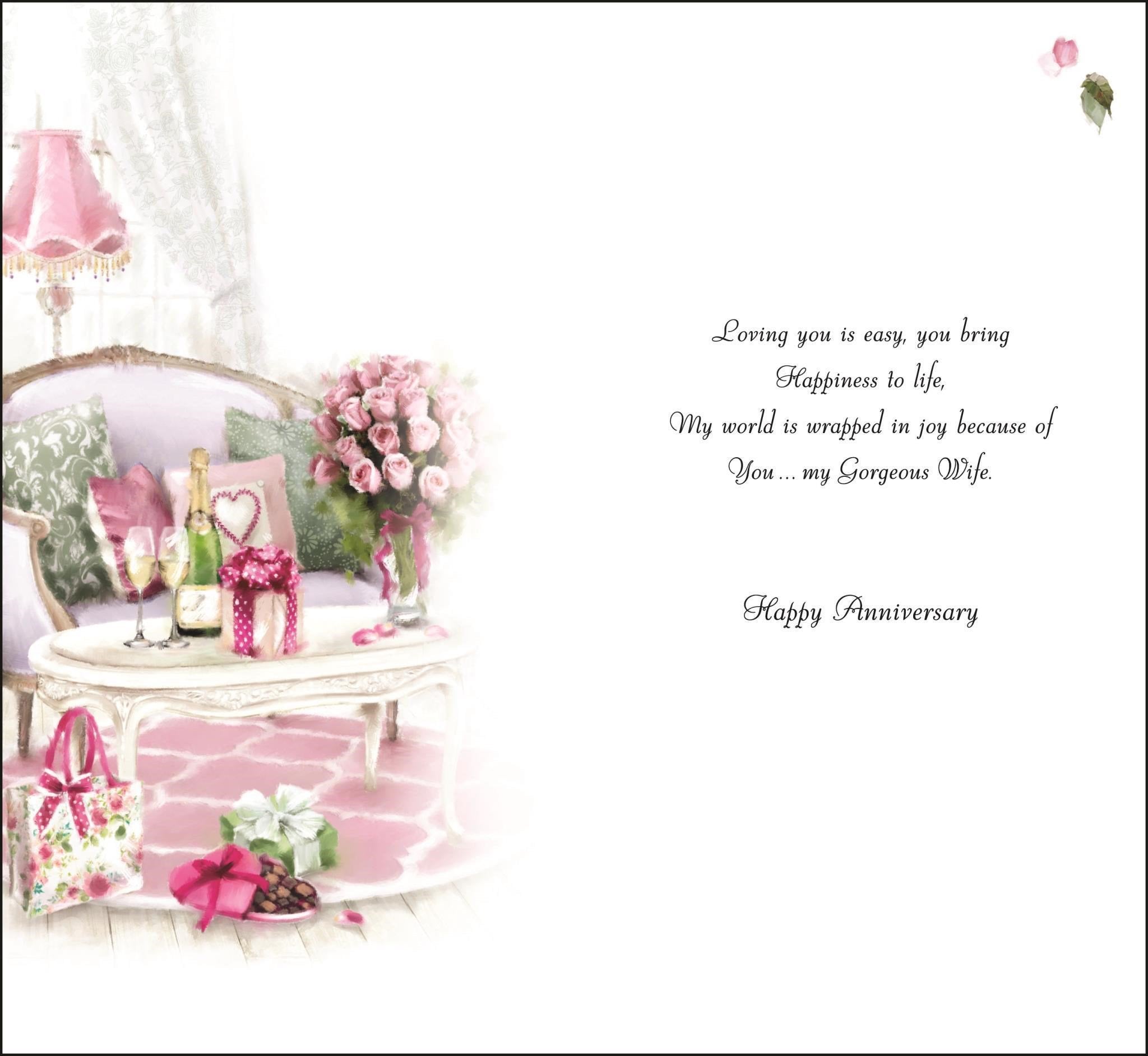 Inside of Anniversary Wife Love Chair Greetings Card