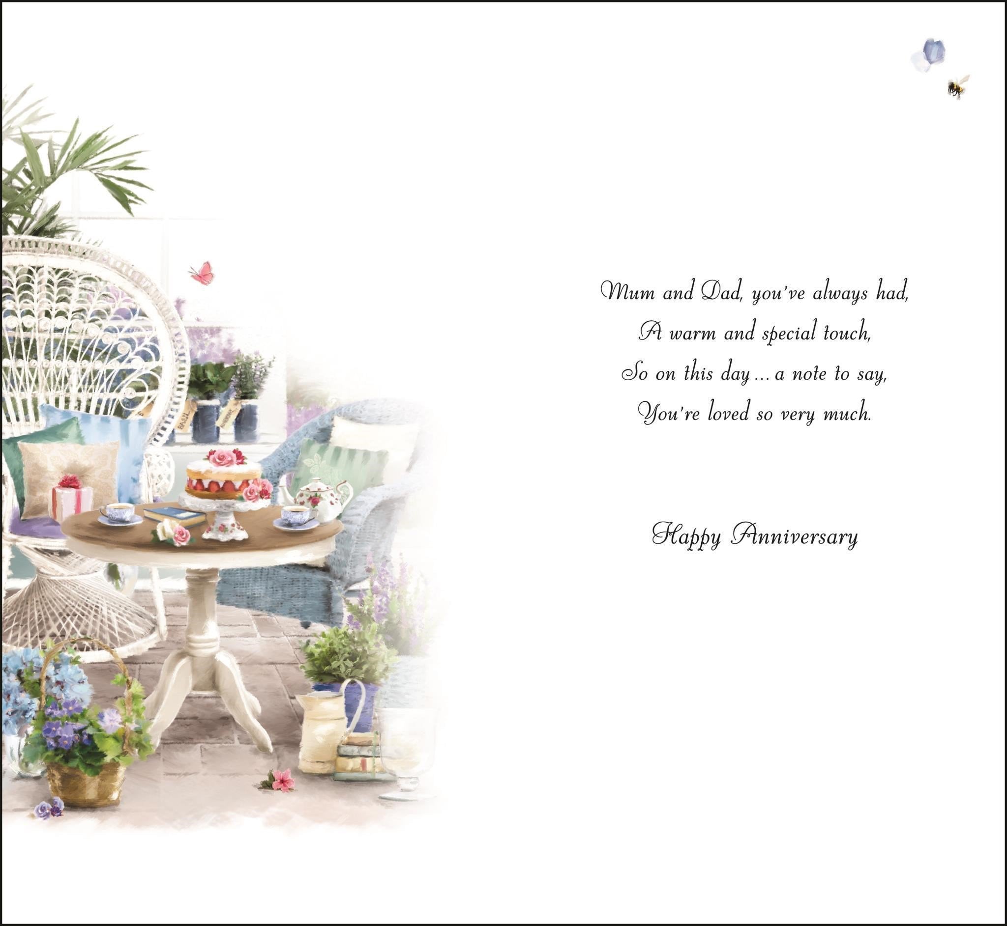 Inside of Anniversary Wonderful Mum & Dad Greetings Card