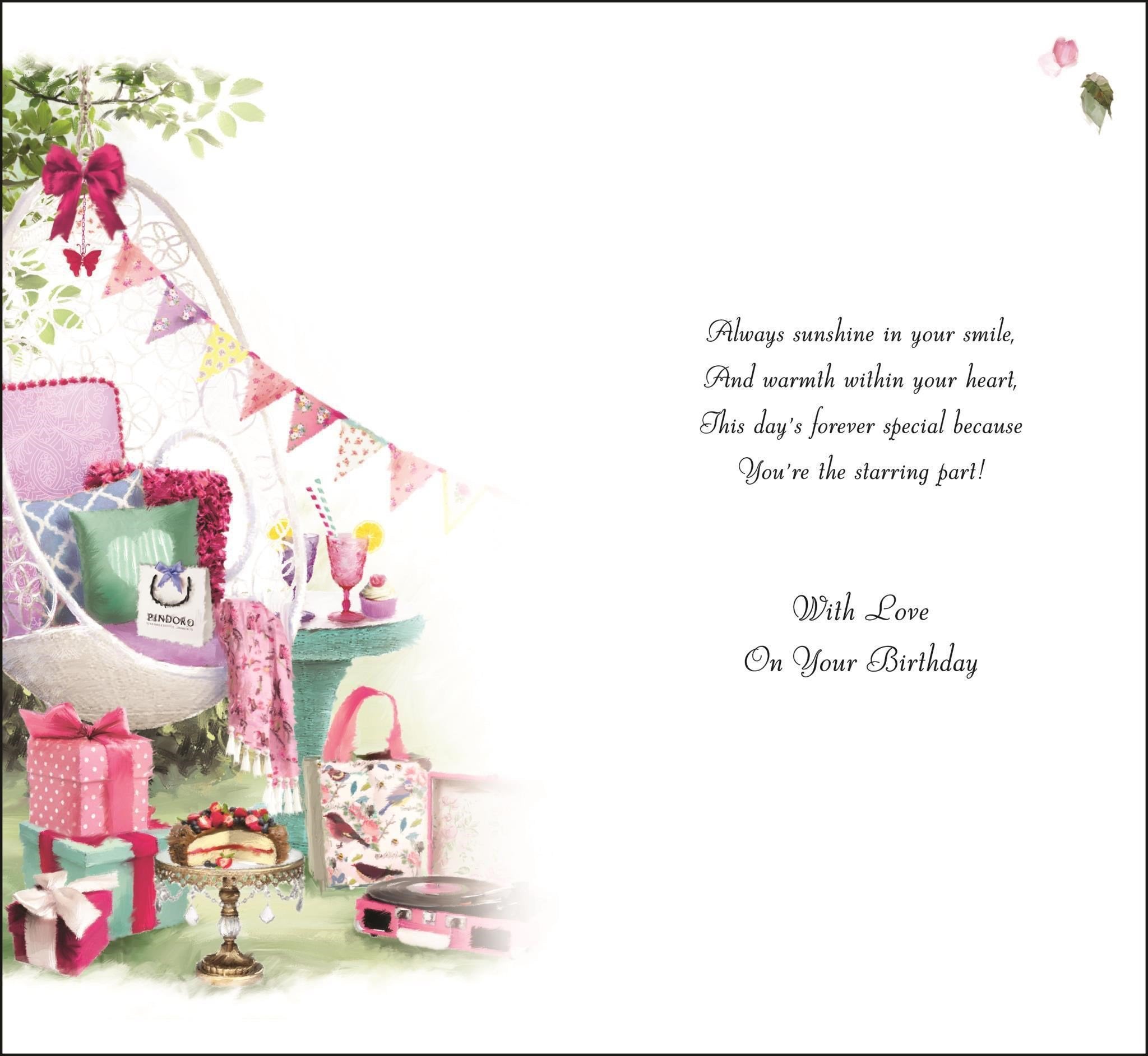 Inside of Granddaughter Happy Birthday Greetings Card