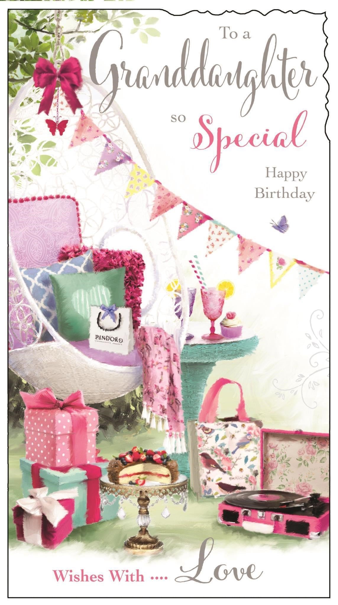 Front of Granddaughter Happy Birthday Greetings Card