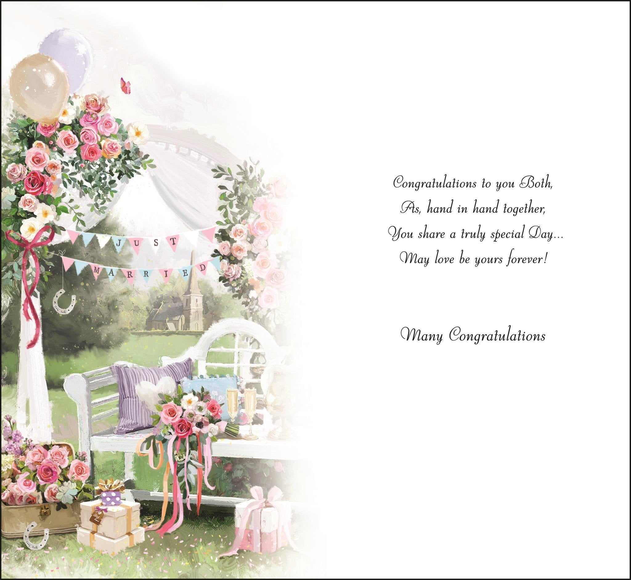 Inside of On Your Wedding Day Bunting Greetings Card