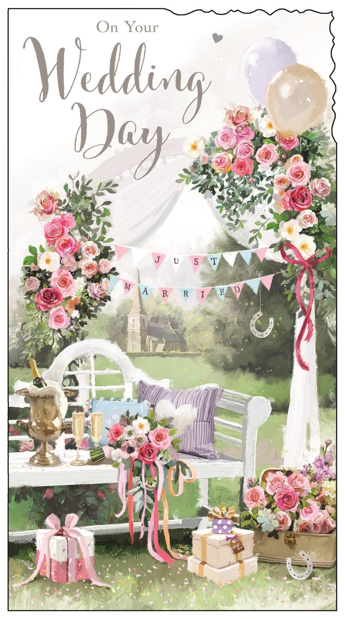 Front of On Your Wedding Day Bunting Greetings Card