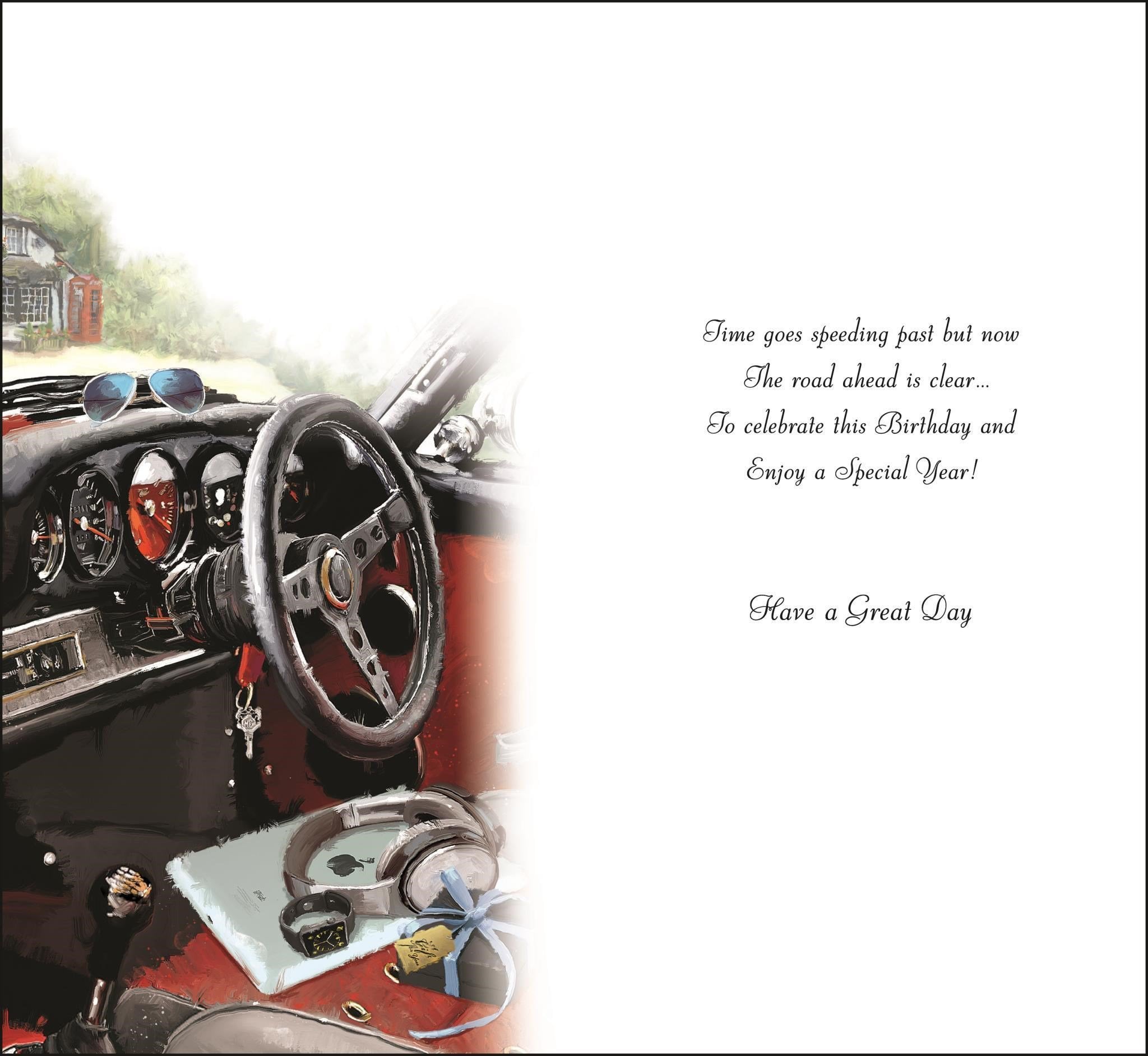 Inside of Wonderful Son Birthday Car Greetings Card