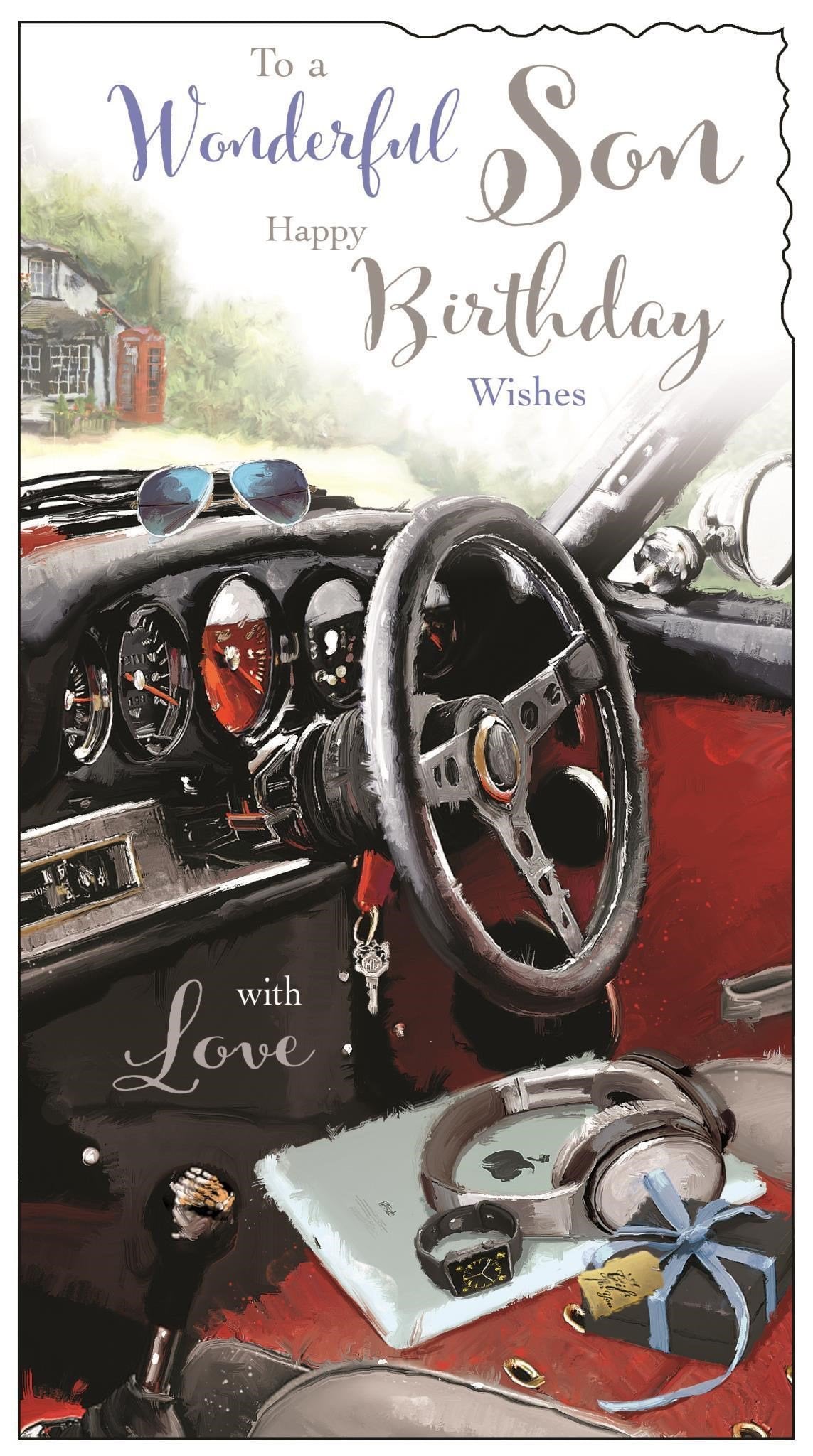 Front of Wonderful Son Birthday Car Greetings Card