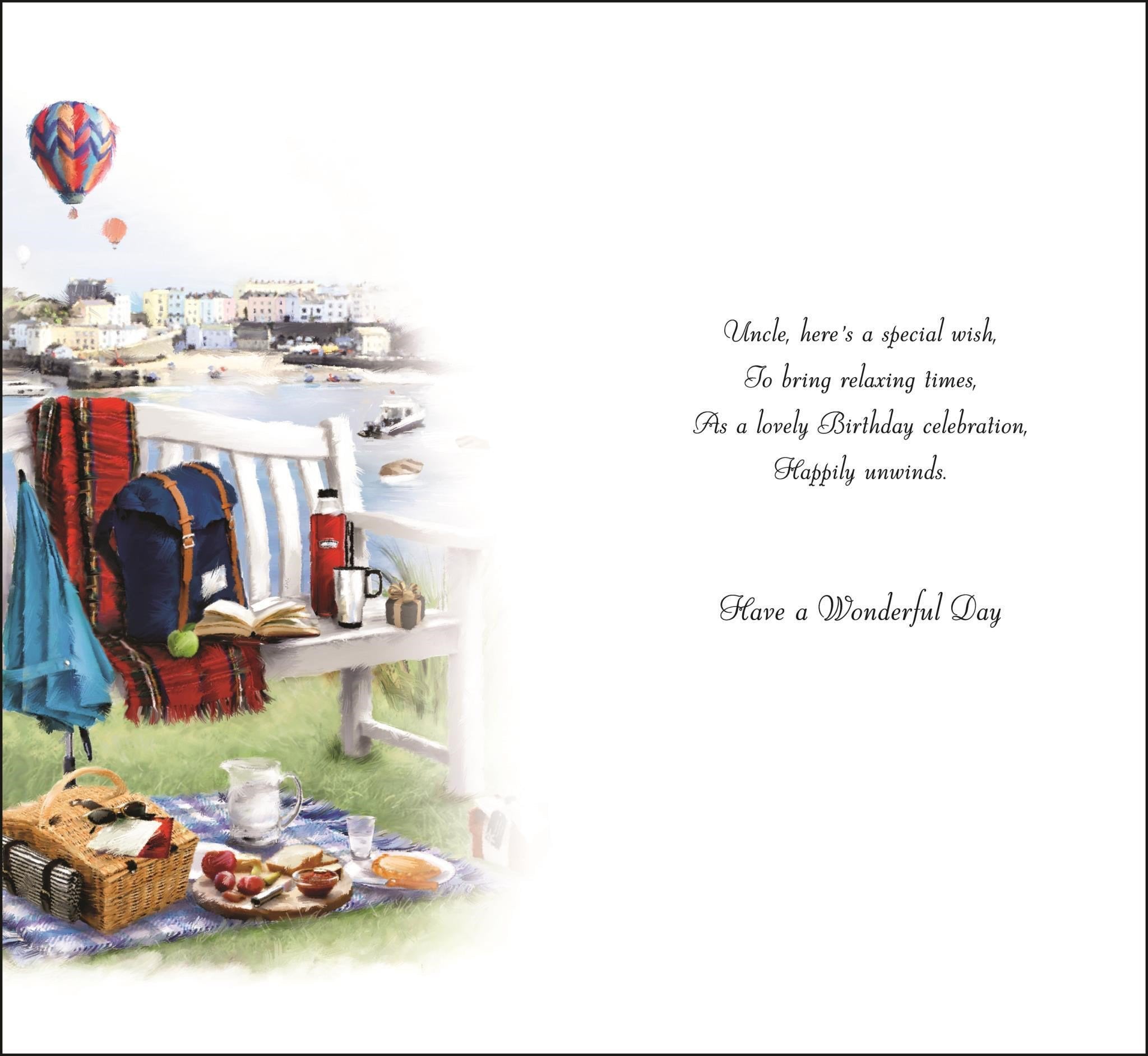 Inside of Uncle Seaside Birthday Greetings Card