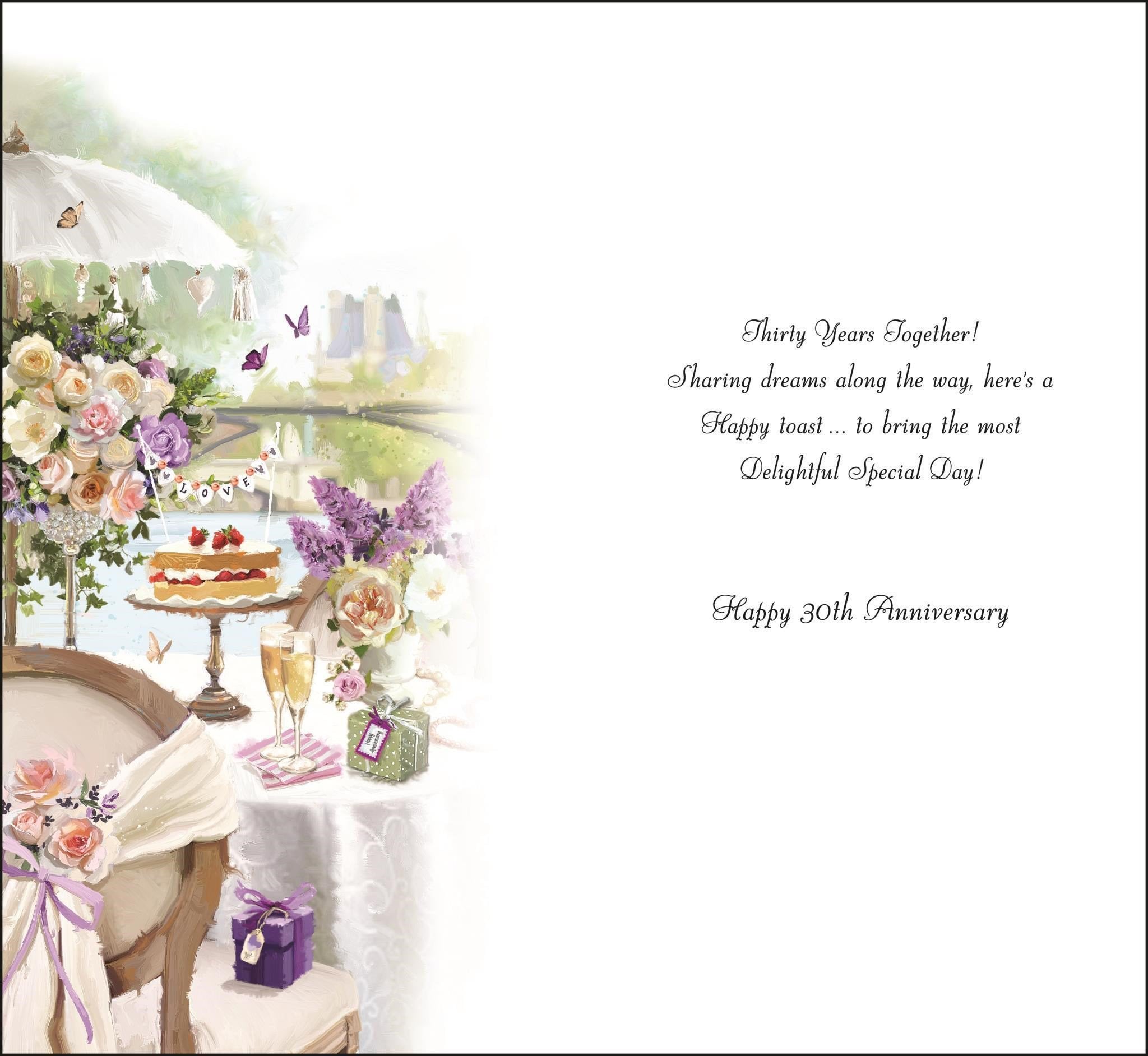 Inside of Pearl Anniversary Treasure Greetings Card