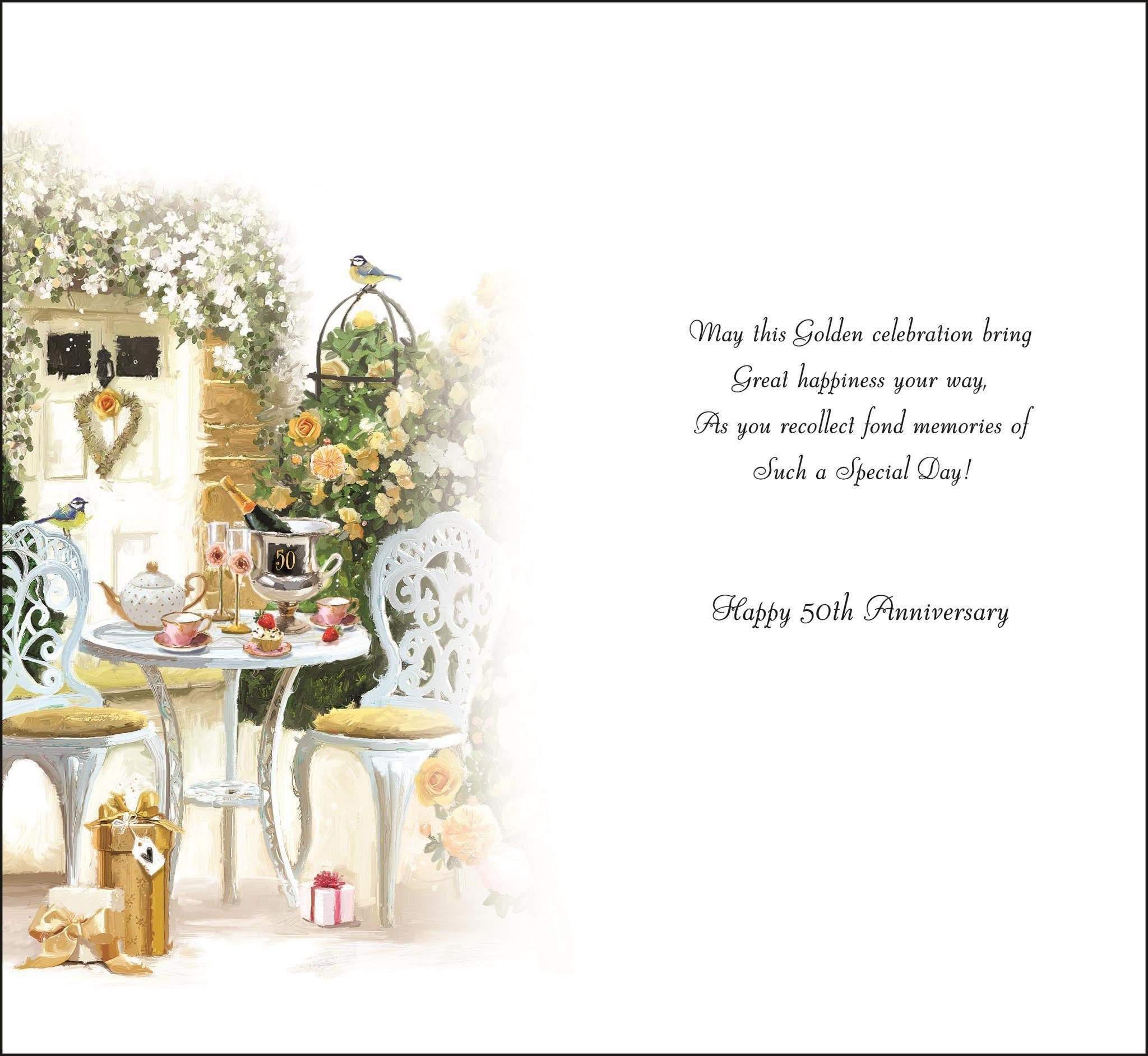 Inside of Golden Anniversary Treasure Greetings Card