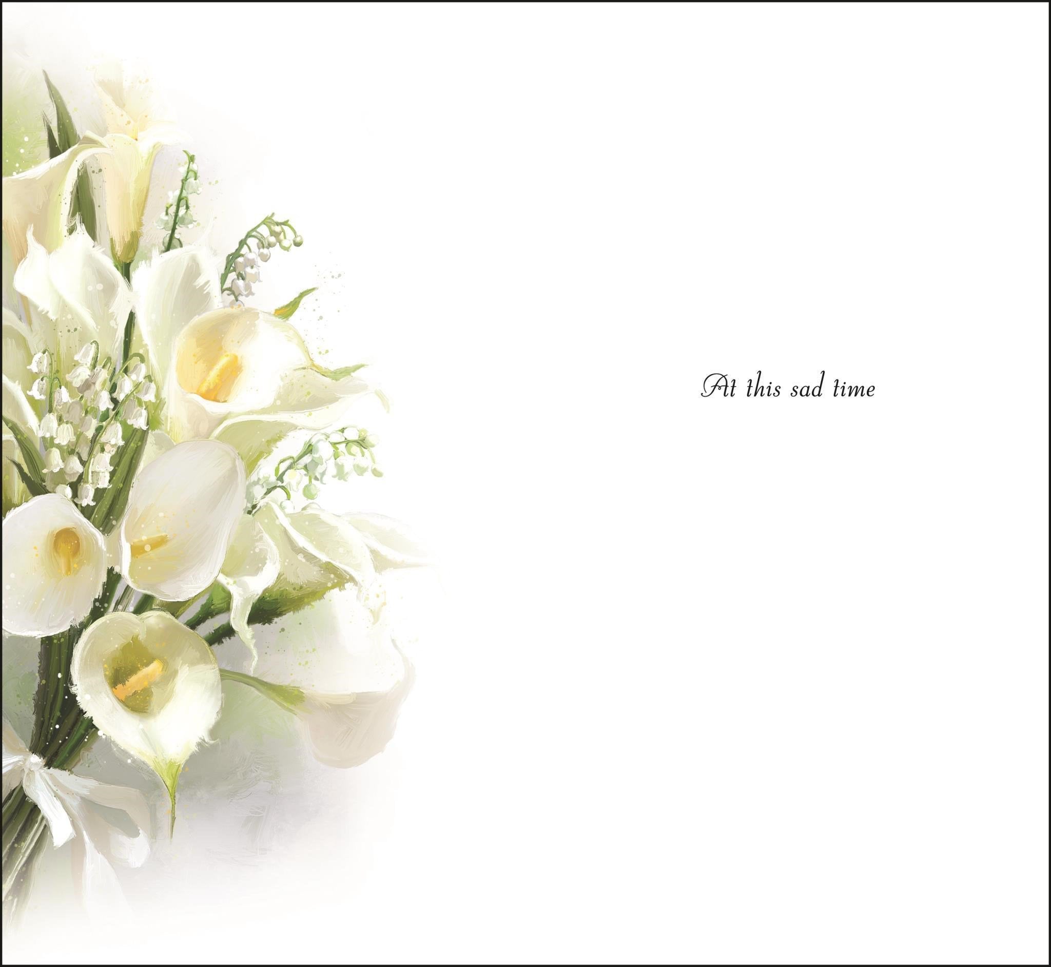 Inside of In Sympathy Calla Lily Greetings Card