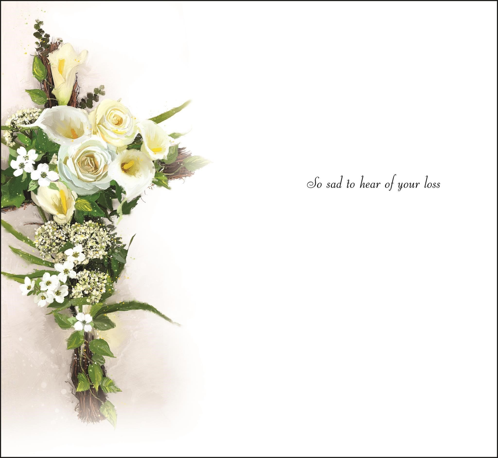 Inside of In Sympathy Cross Wreath Greetings Card