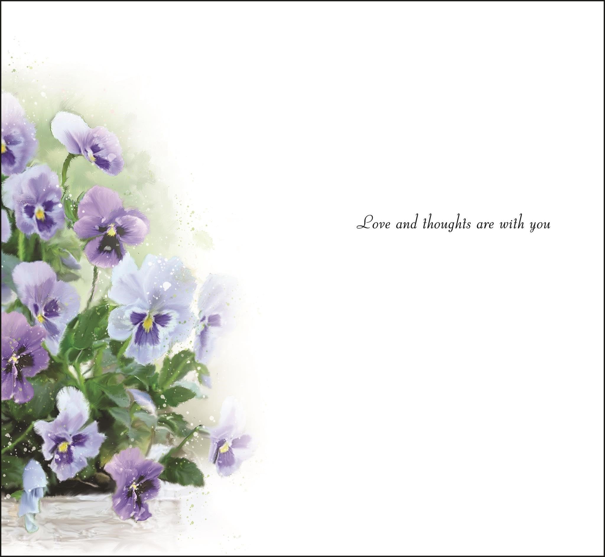 Inside of With Sincere Condolences Pansies Greetings Card