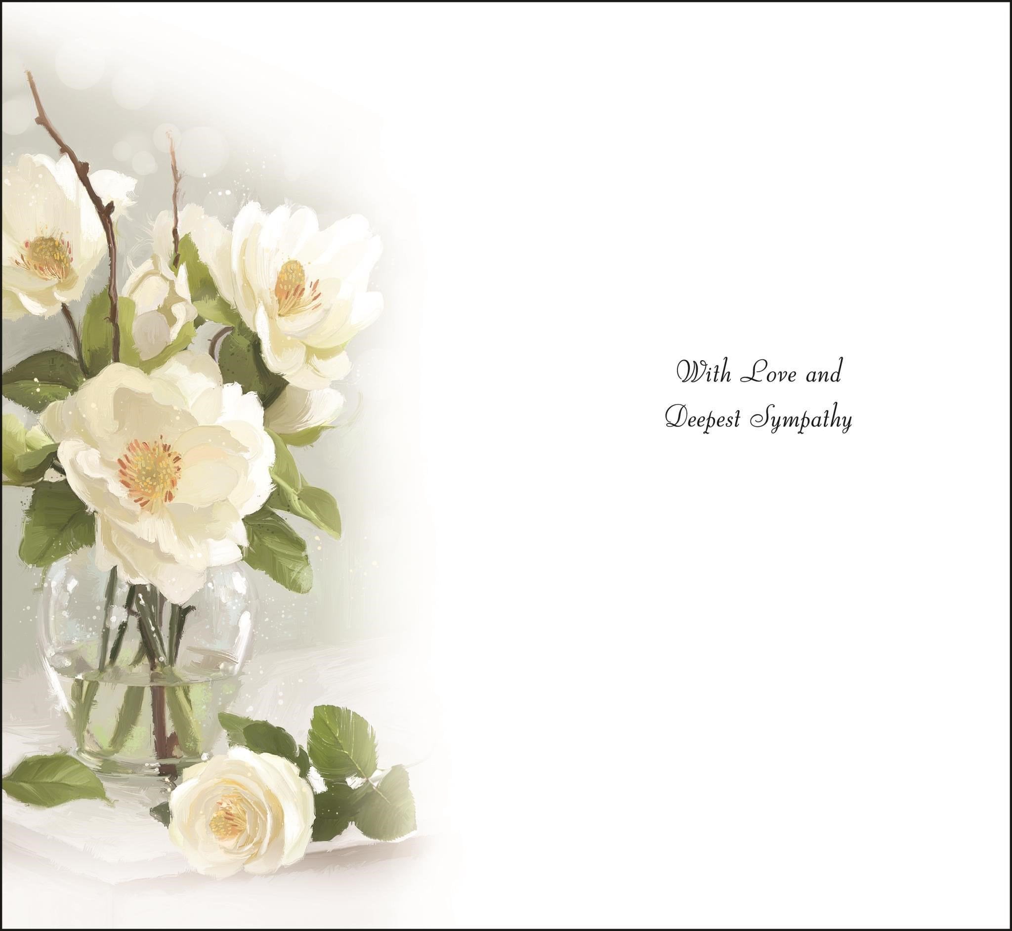 Inside of With Sincere Condolences White Rose Greetings Card