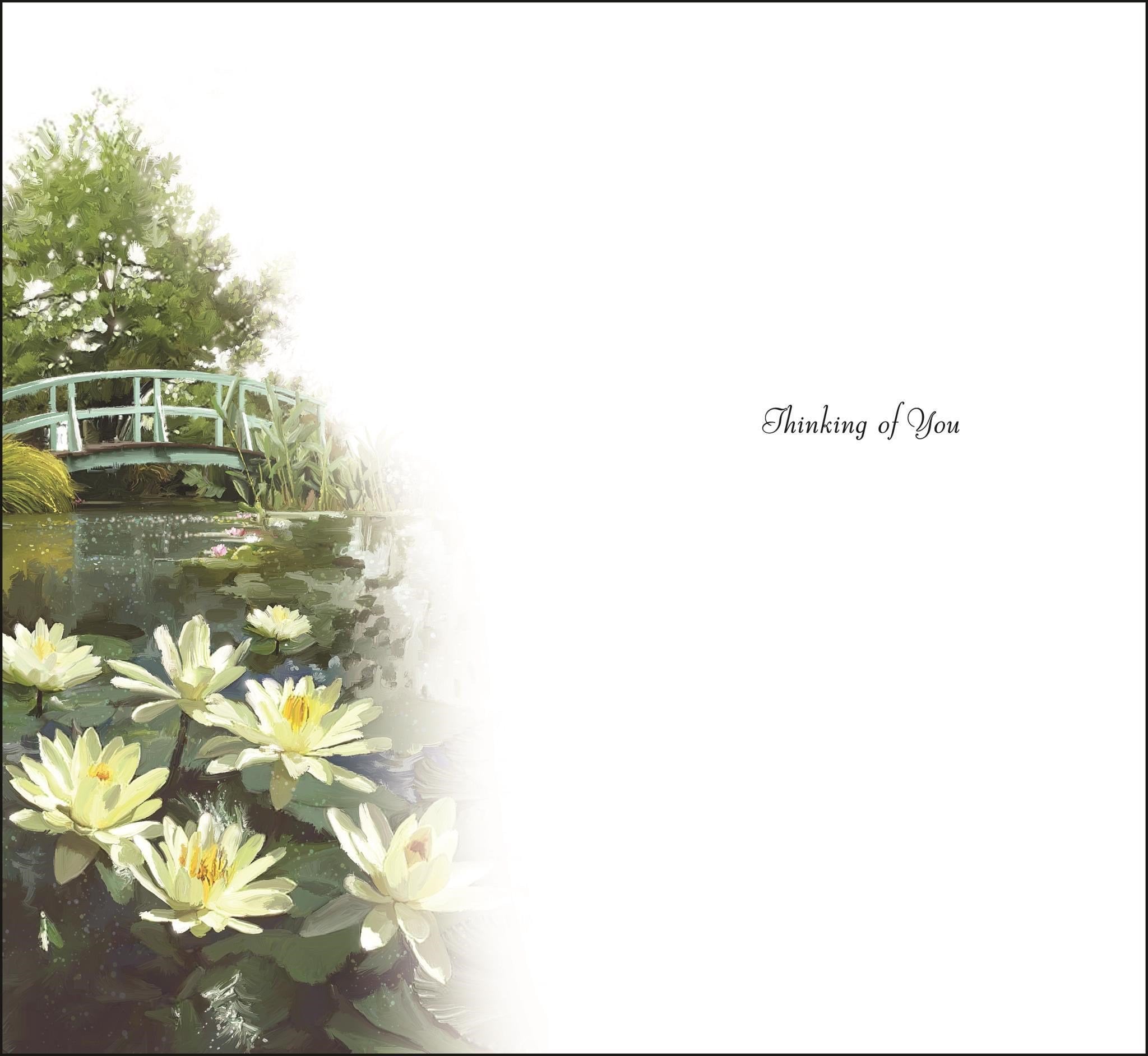 Inside of With Sympathy Water Lily Greetings Card