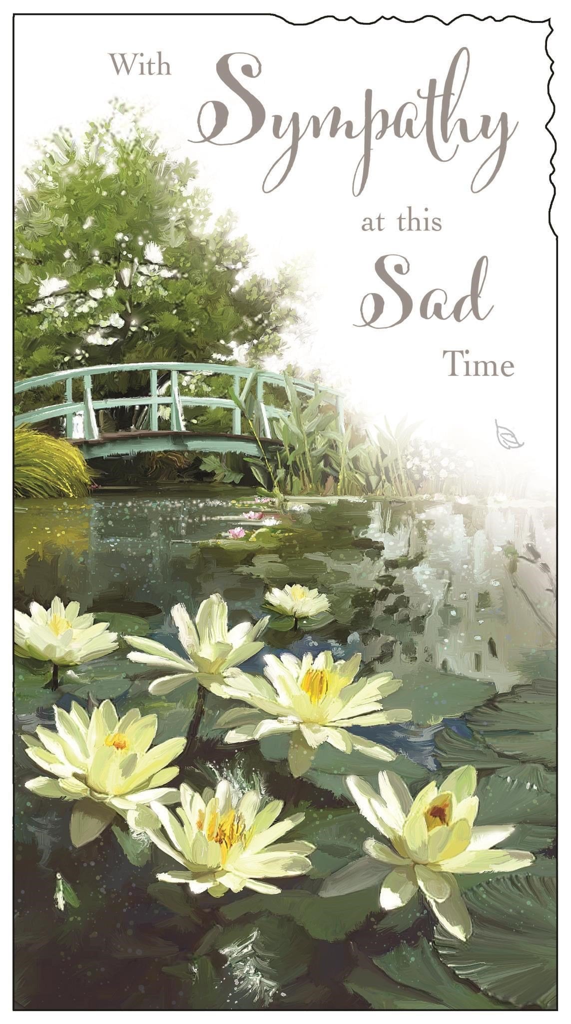 Front of With Sympathy Water Lily Greetings Card