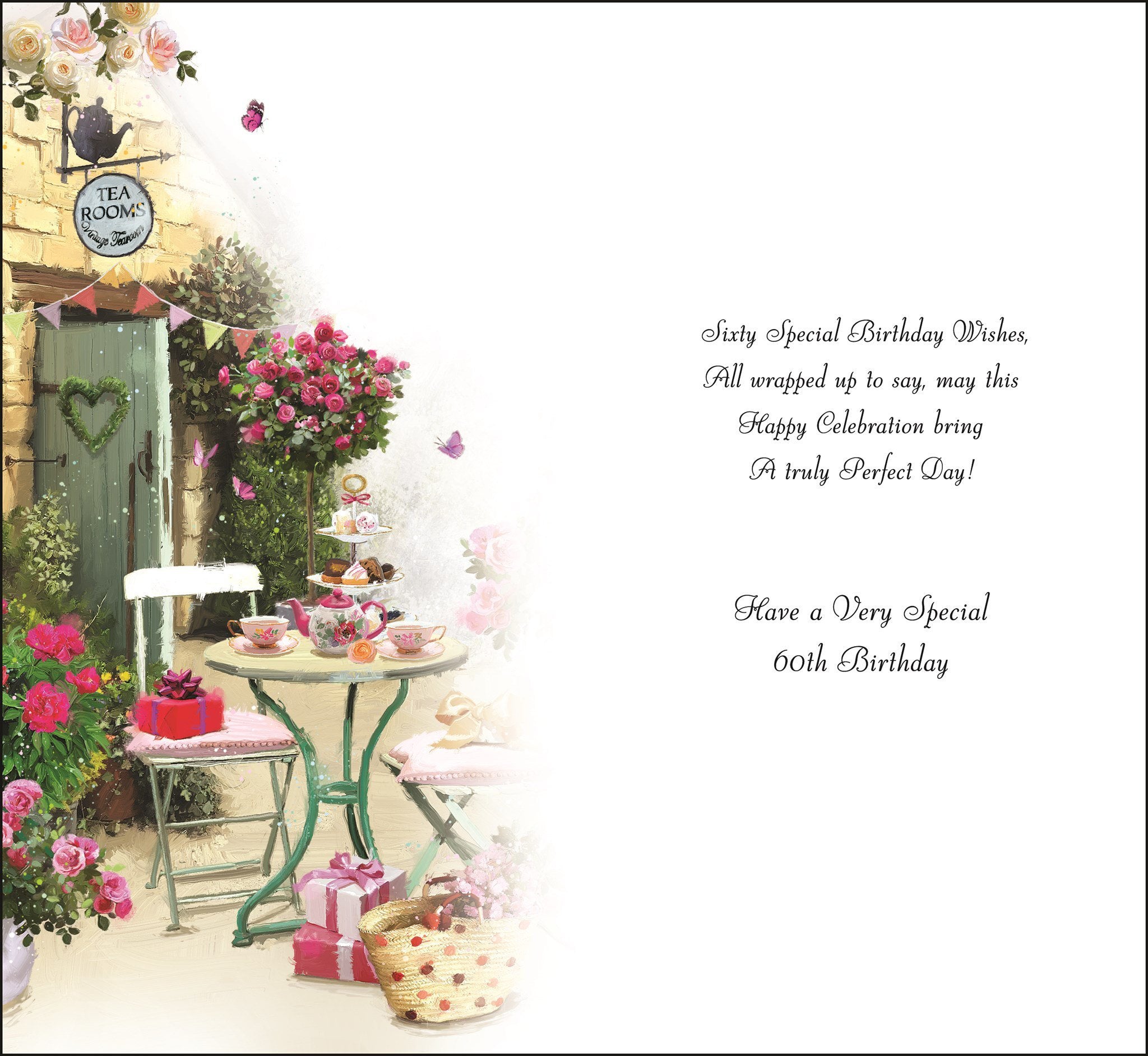 Inside of 60th Birthday Tea Room Greetings Card