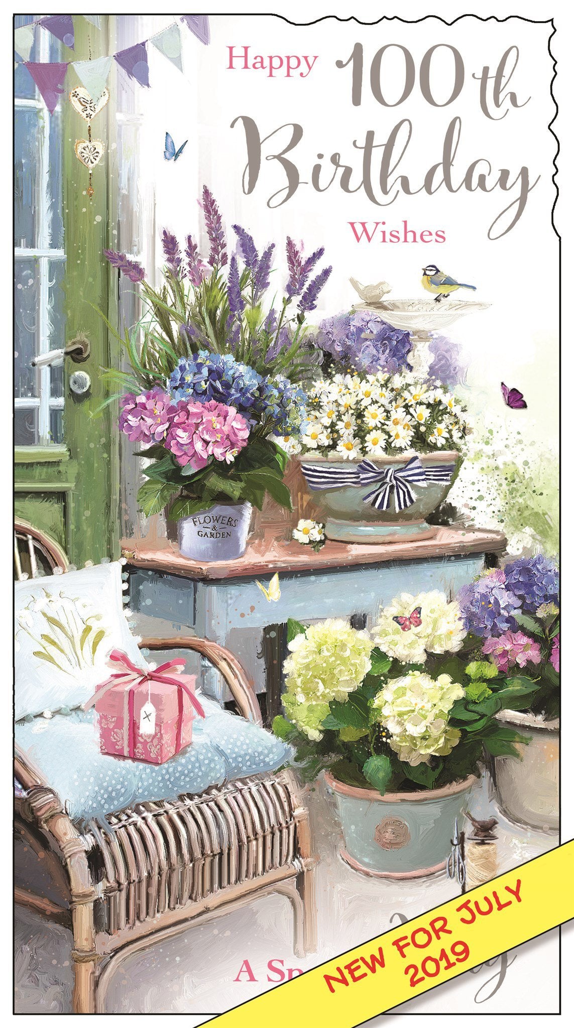Front of 100th Birthday Flower Arrangements Greetings Card