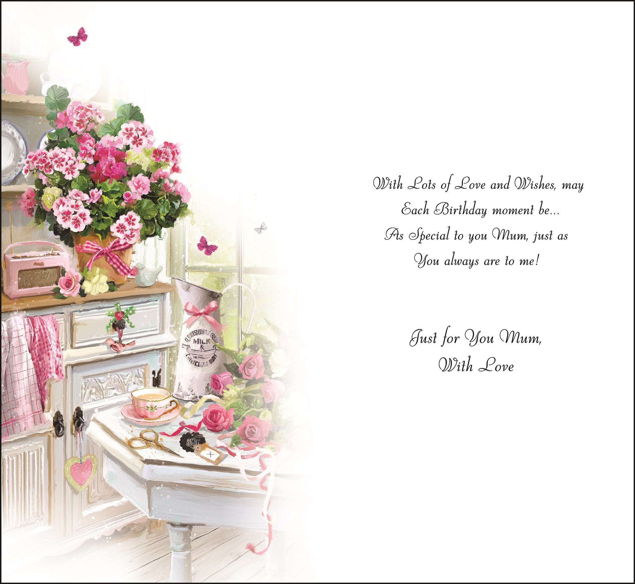Inside of Mum Birthday Flowers Arrangements Greetings Card