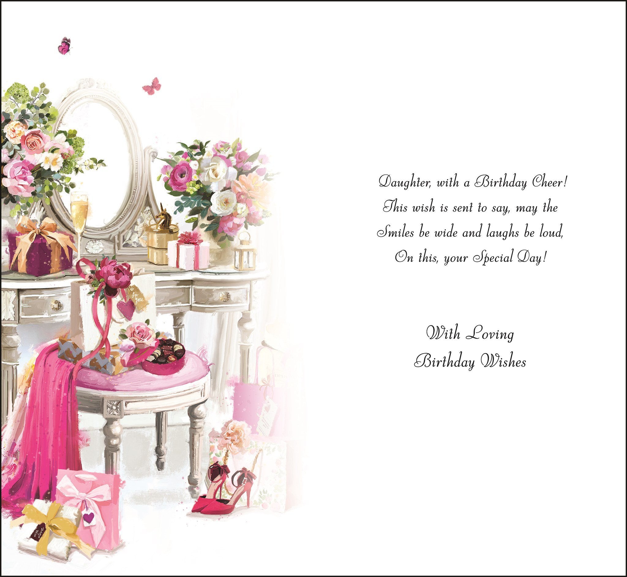 Inside of Daughter Birthday Dresser Greetings Card