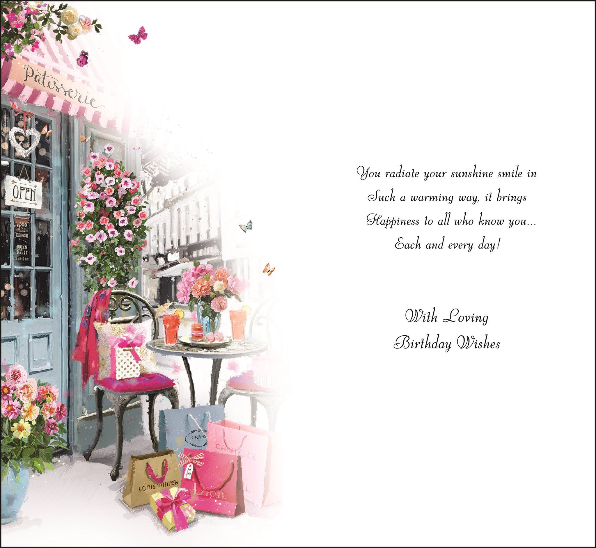 Inside of Granddaughter Birthday Bistro Greetings Card