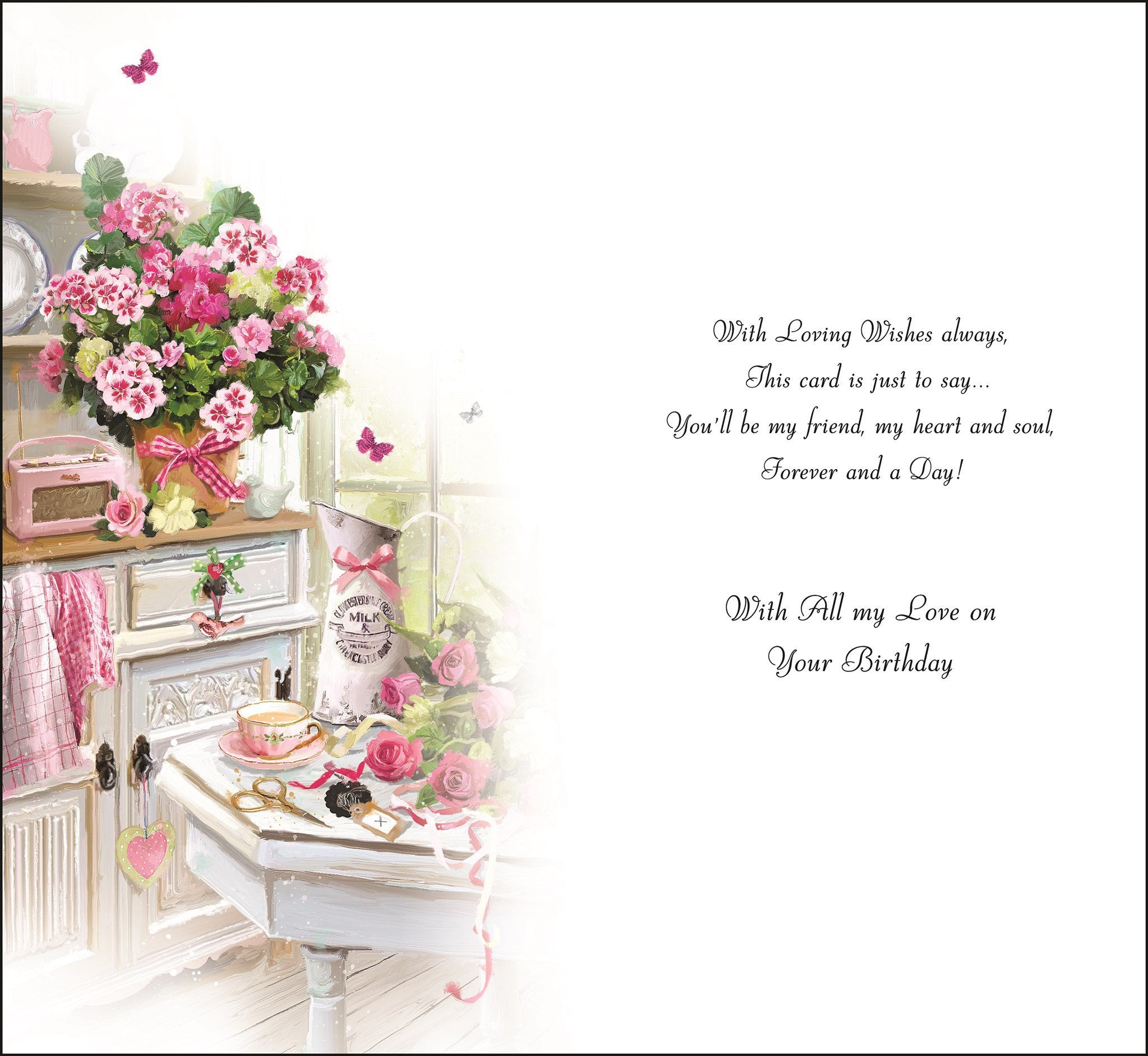 Inside of Wife Birthday Flowers Arrangements Greetings Card