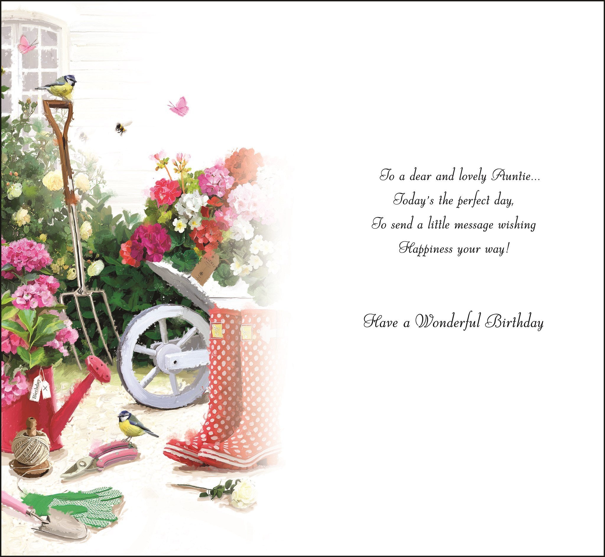 Inside of Auntie Birthday Gardening Greetings Card