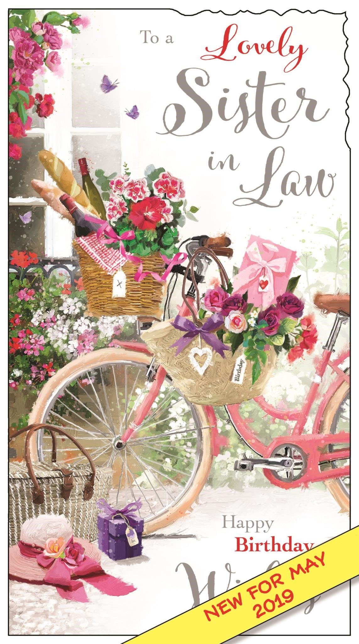 Front of Sister in Law Birthday Bike Greetings Card