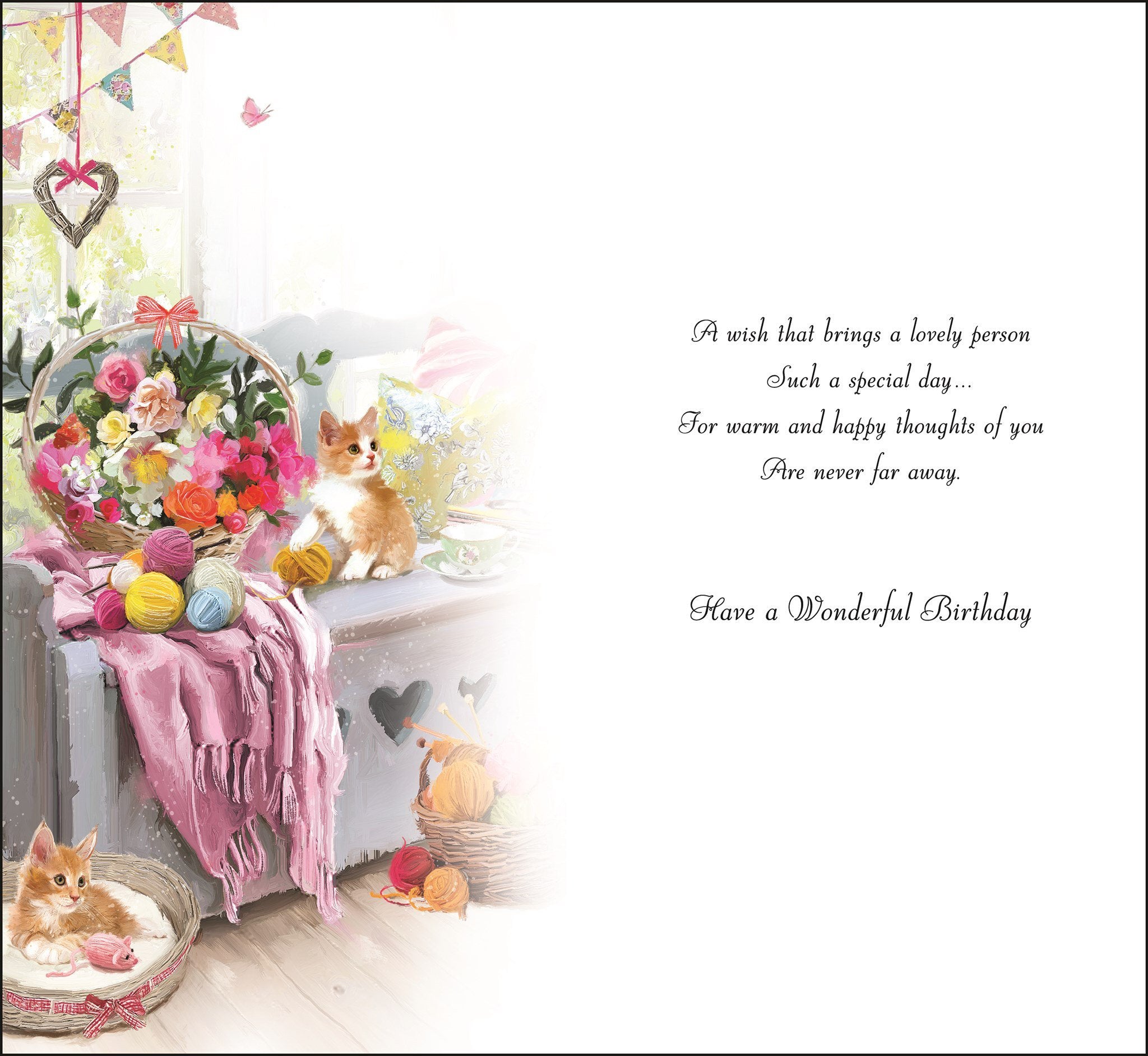 Inside of Birthday Kittens Wool Greetings Card