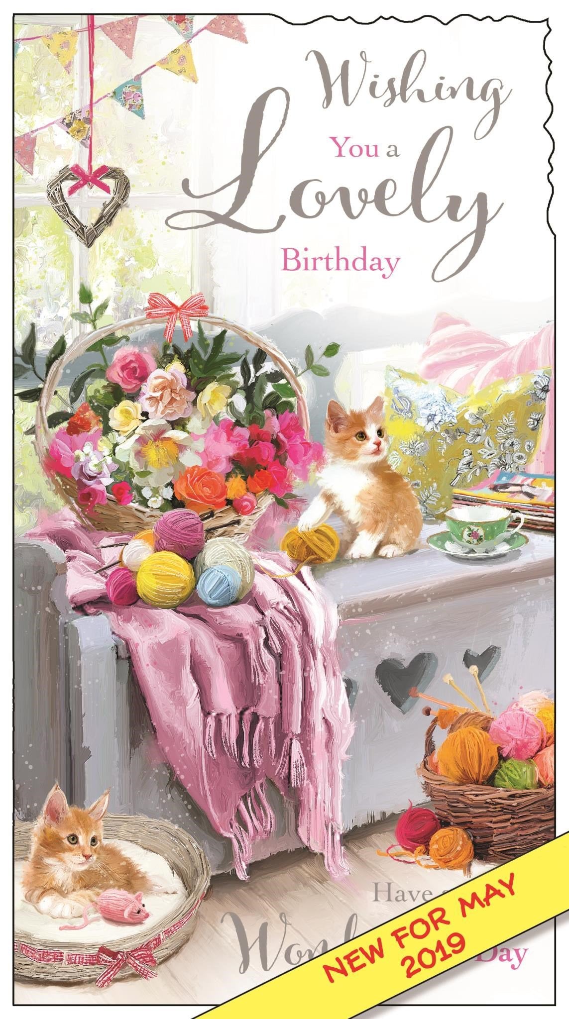 Front of Birthday Kittens Wool Greetings Card