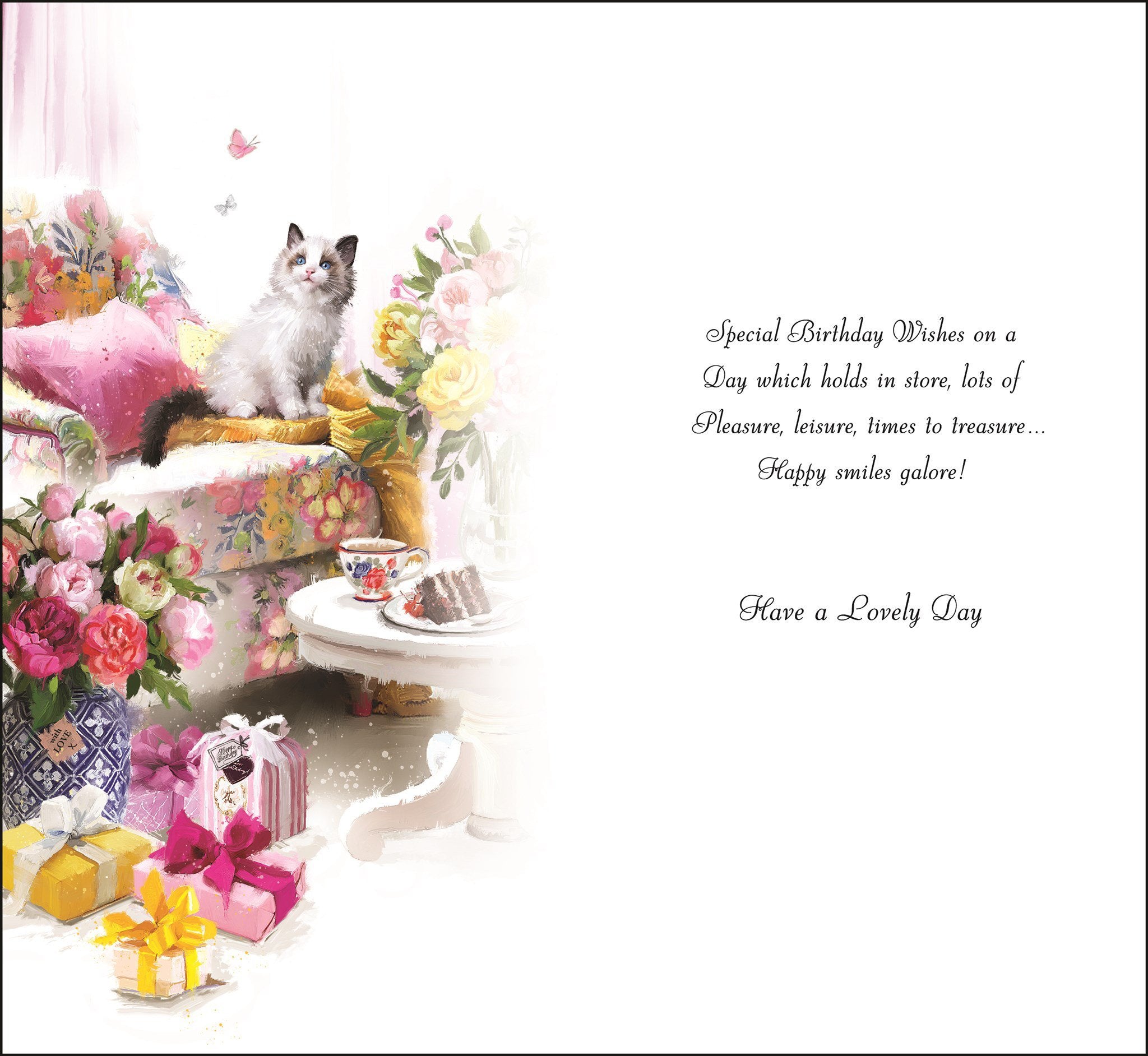 Inside of Birthday White Kitten Greetings Card