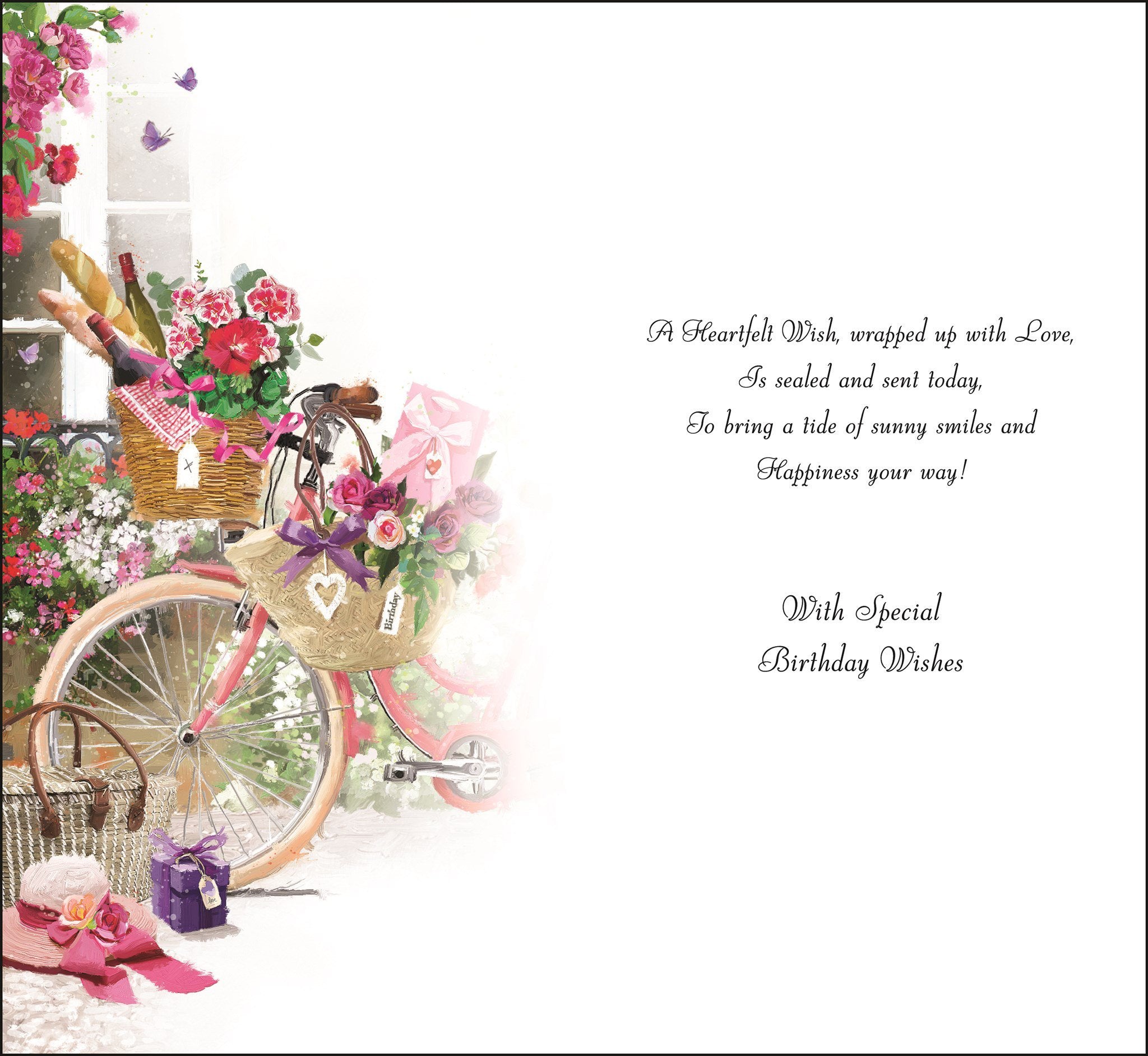 Inside of Birthday Ladies Bicycle Greetings Card