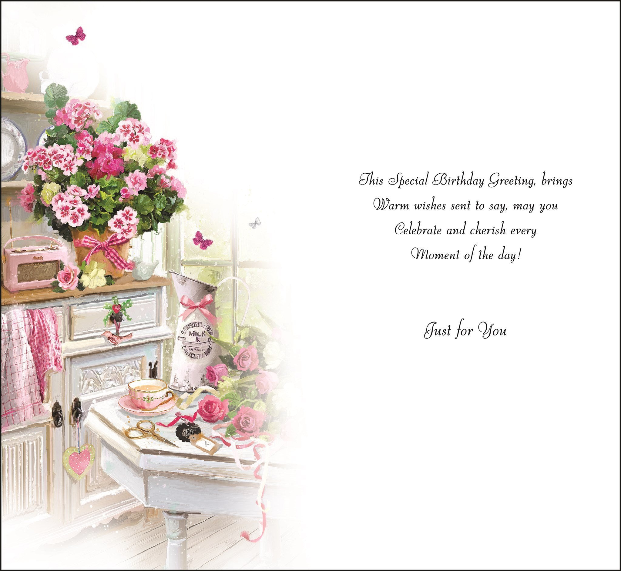Inside of Birthday Pink Radio Greetings Card