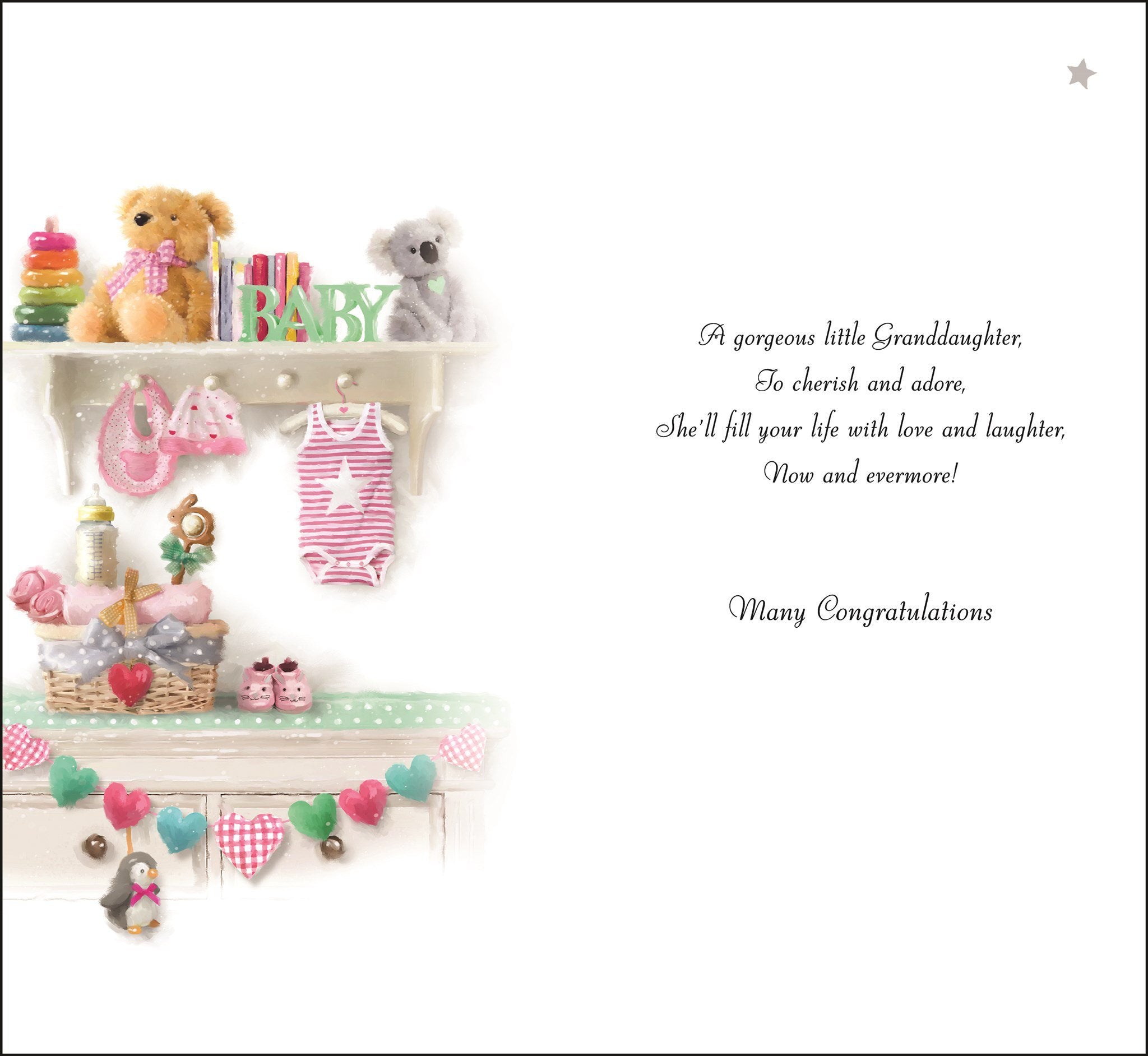 Inside of Congrats New Granddaughter Shelf Greetings Card